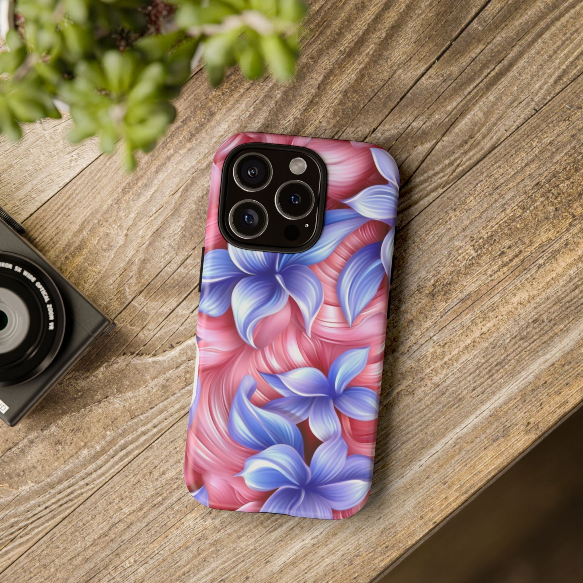 Dreamy Pink & Blue Floral iPhone Case - Hexagon Stone