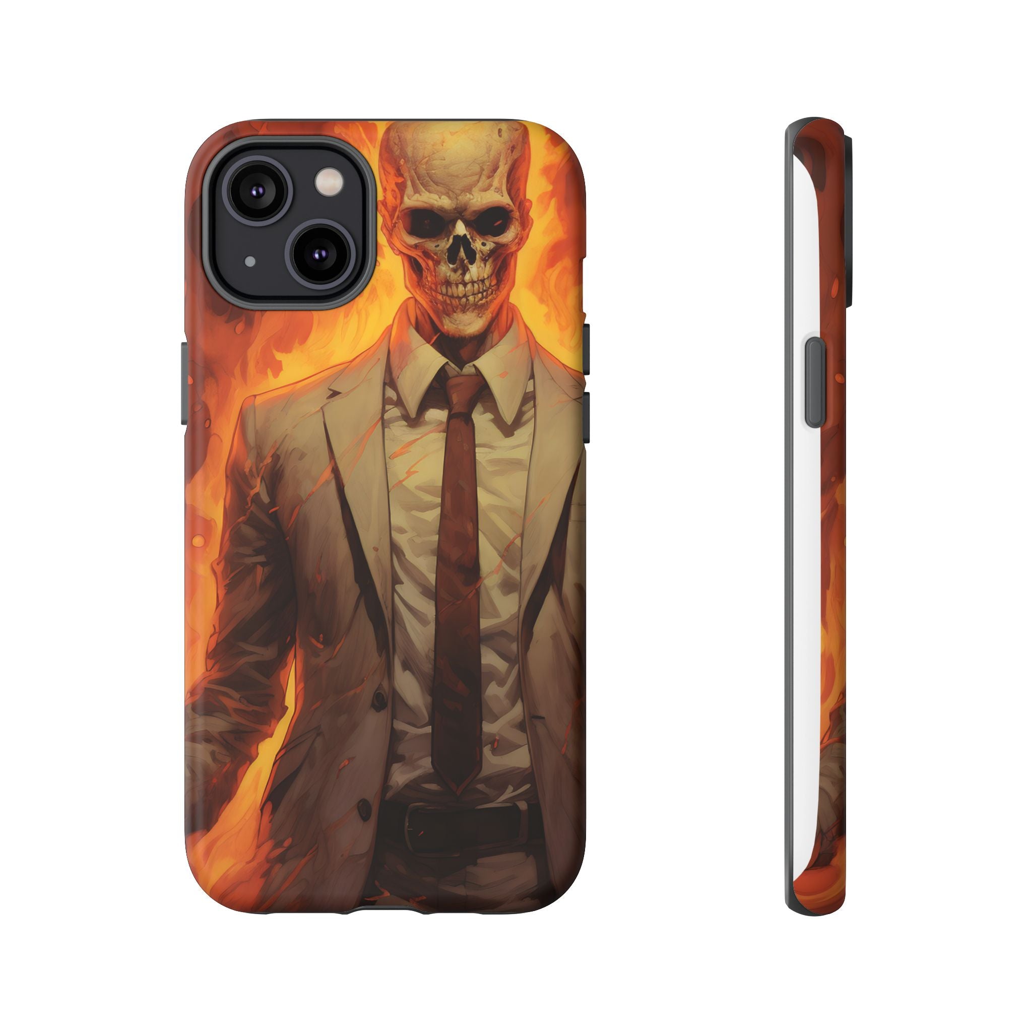 Fiery Skull Man Hexagon Stone iPhone Case