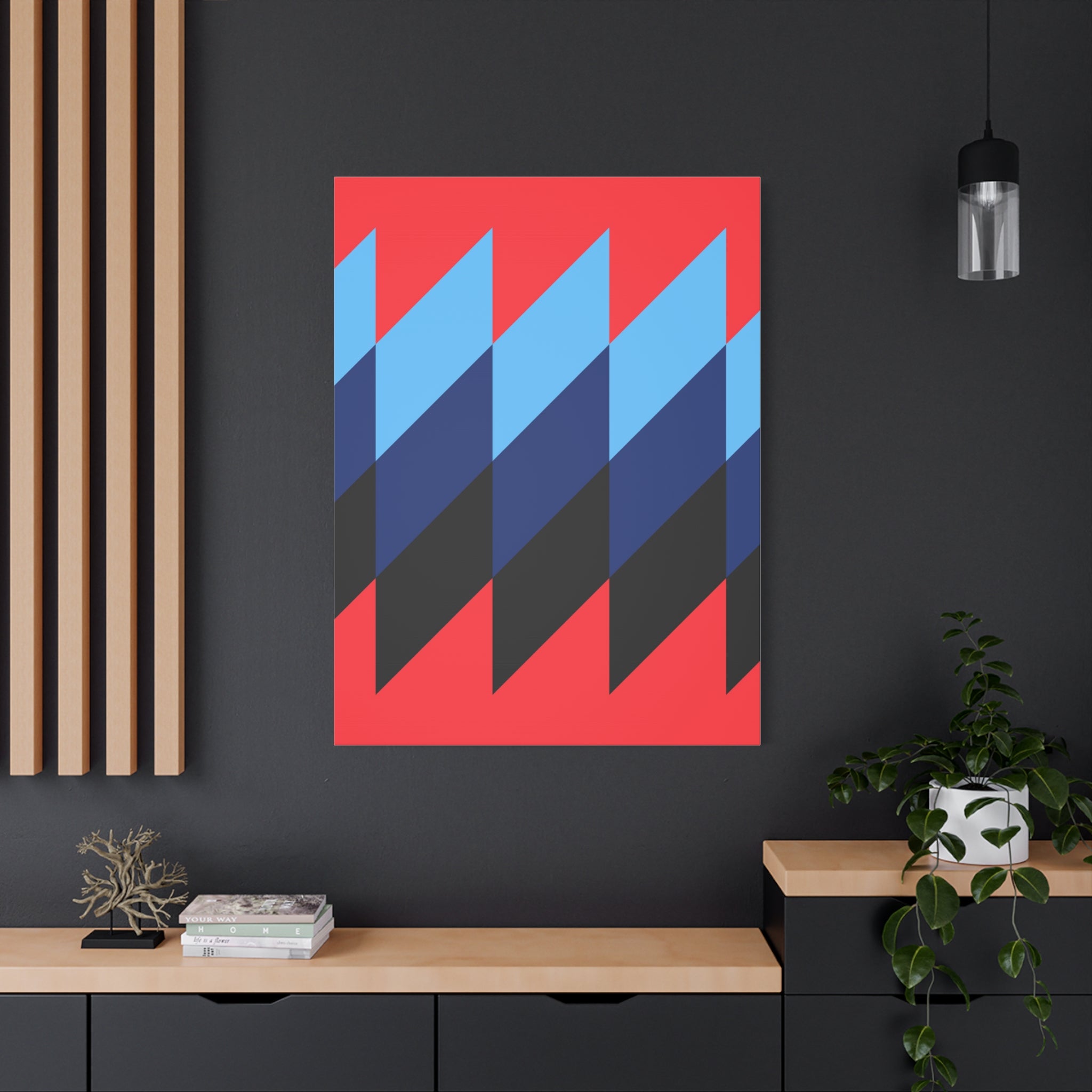 Abstract Geometric Red Canvas Art