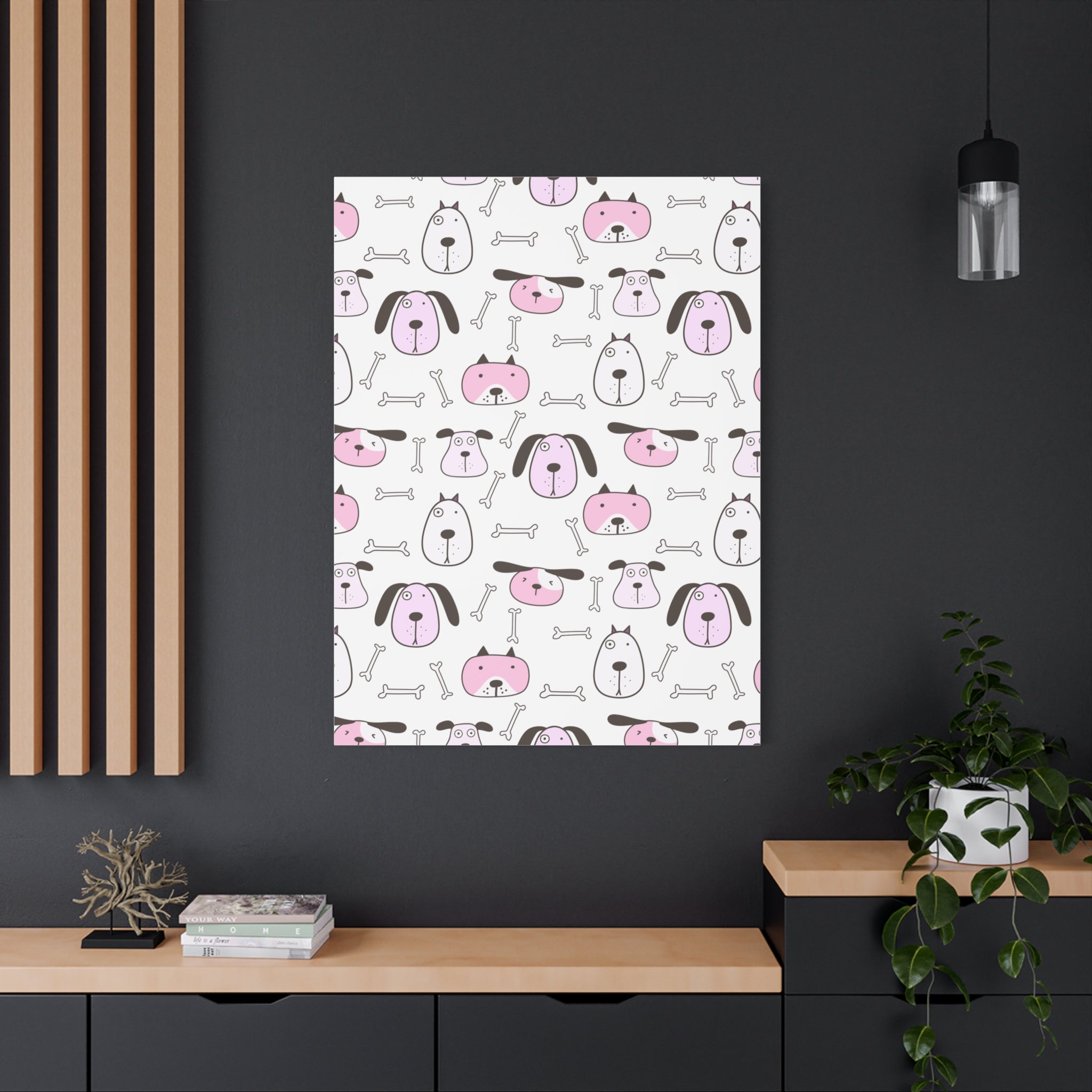 Cute Puppy & Bones Canvas Art Print