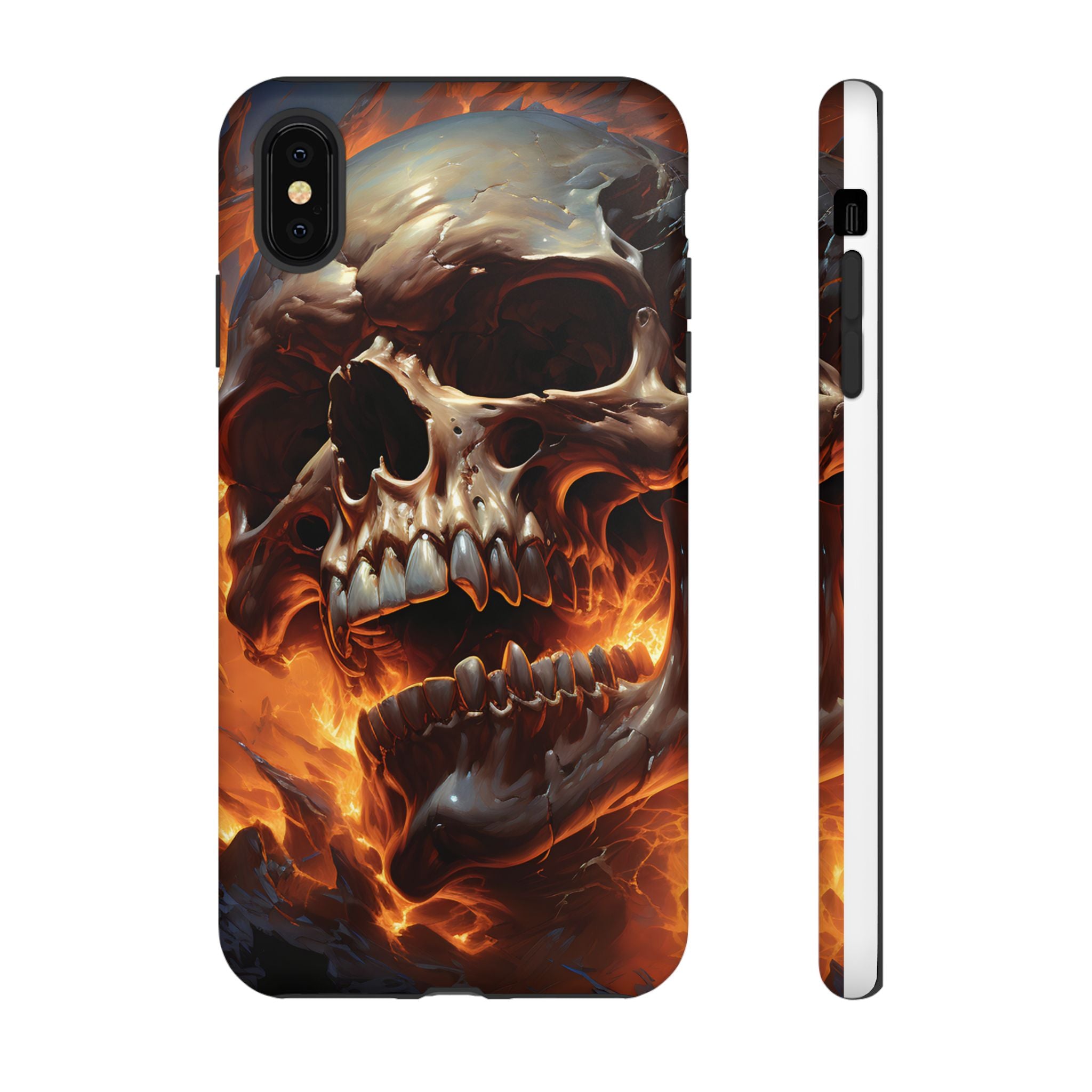 Fiery Skull Hexagon iPhone Case - Rugged