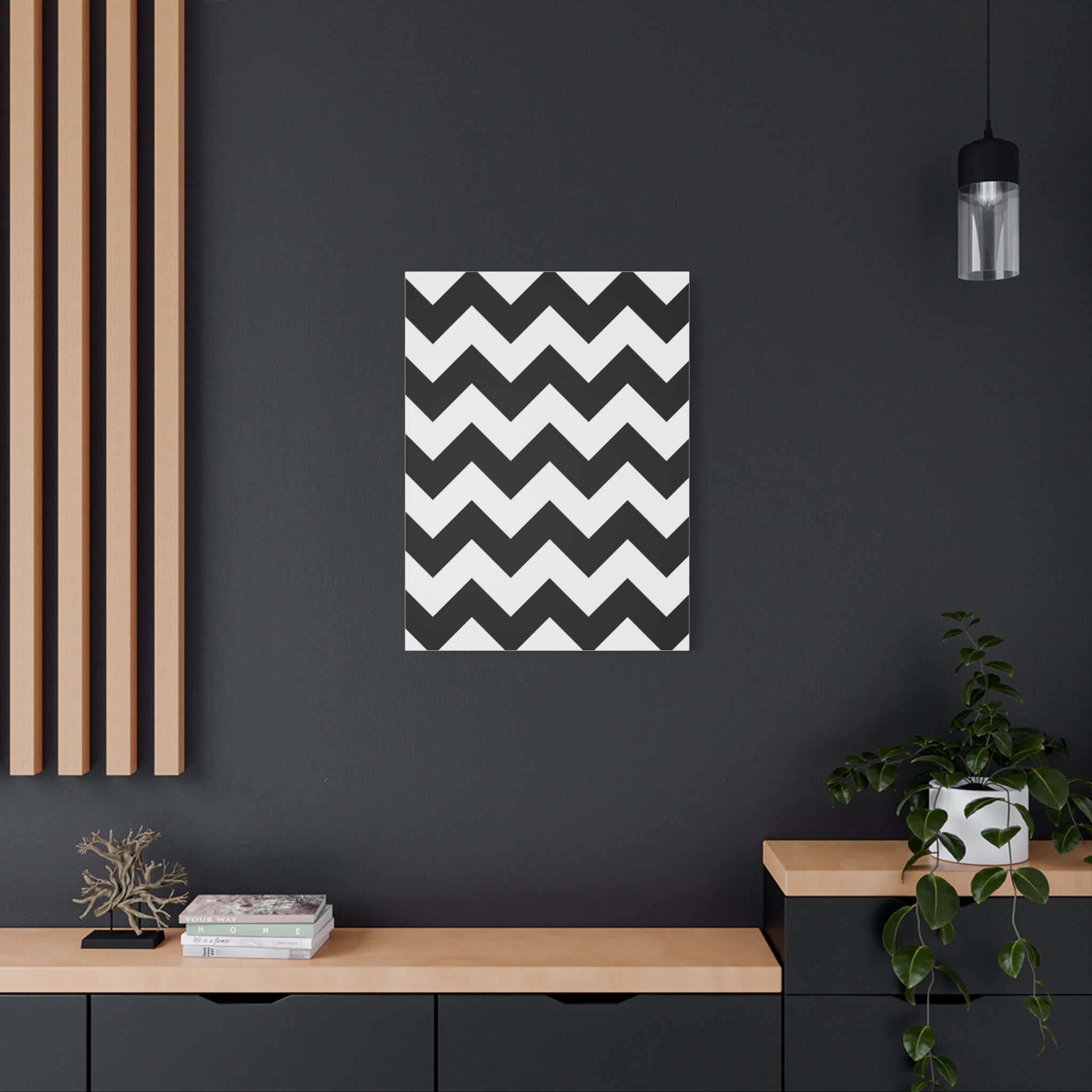 Black & White Zigzag Geometric Canvas Art