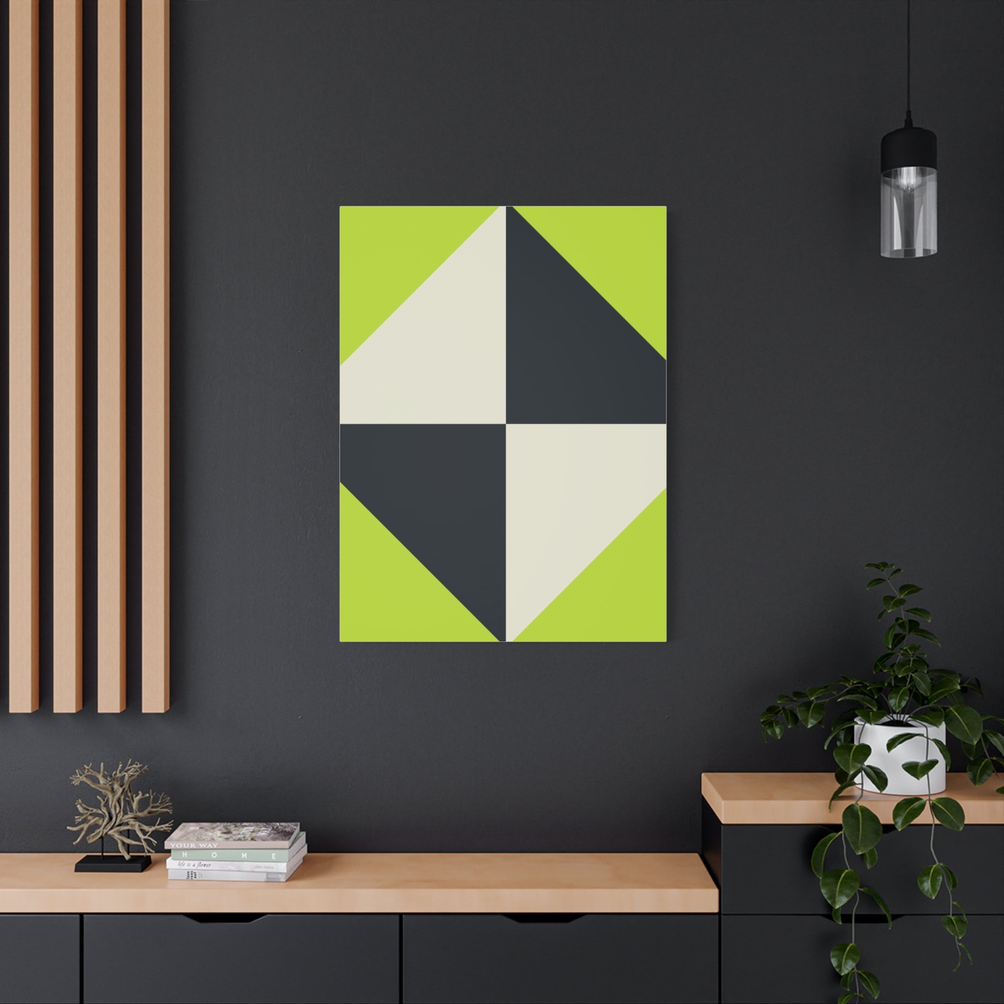 Geometric Teal & Beige Canvas Art