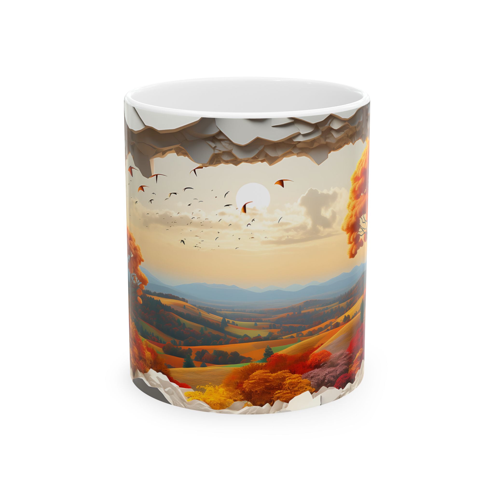 Autumn Portal Mug: Surreal Fall Scene