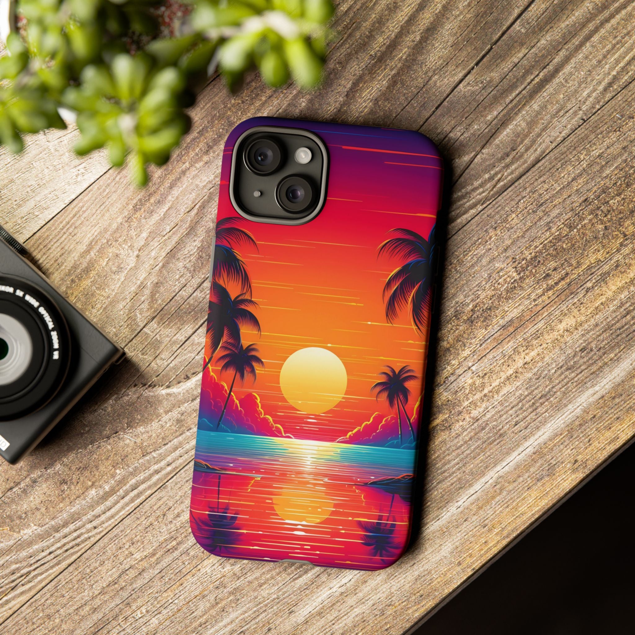 Sunset Palm Beach iPhone Case - Hexagon Stone