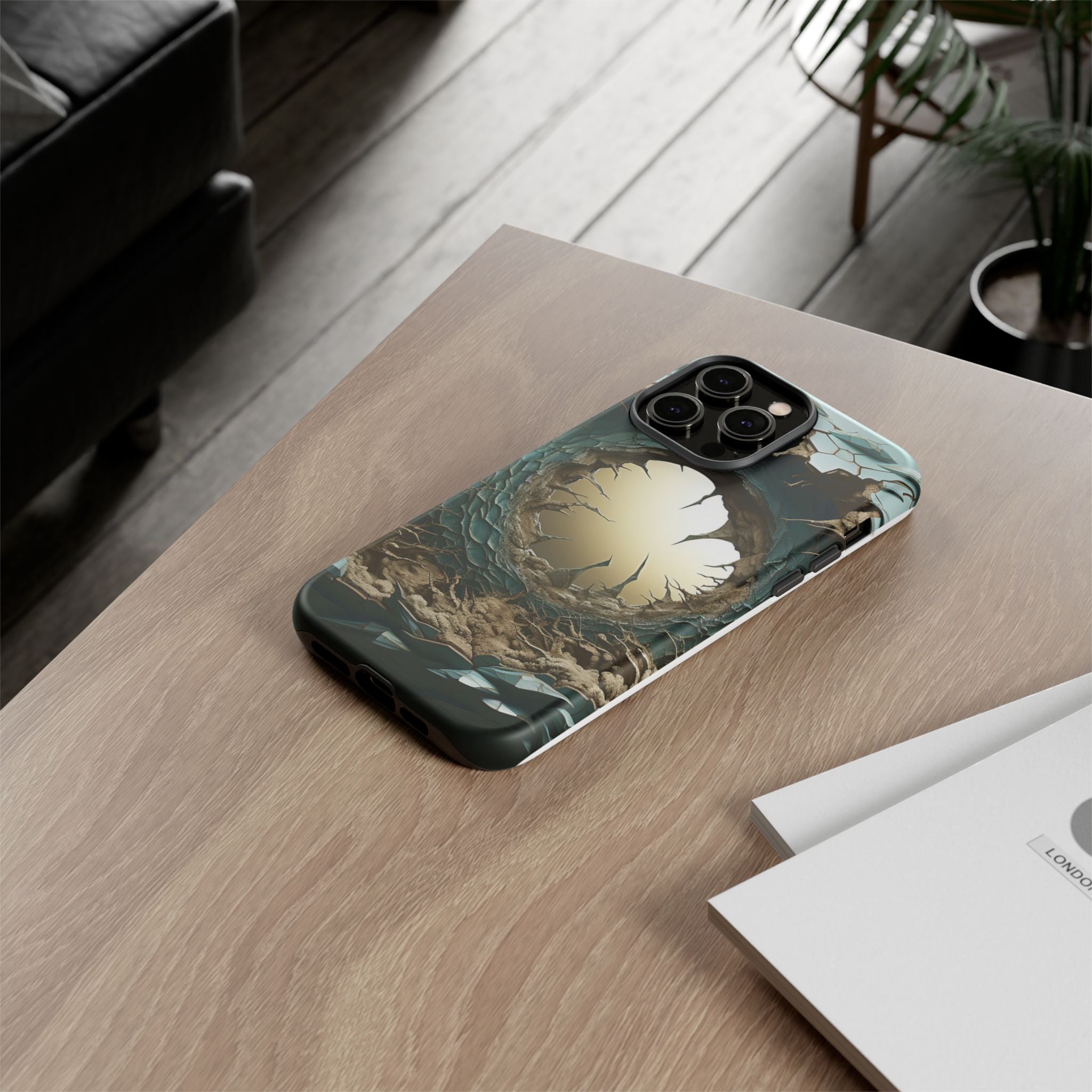 Surreal Alien Landscape Hexagon Stone iPhone Case