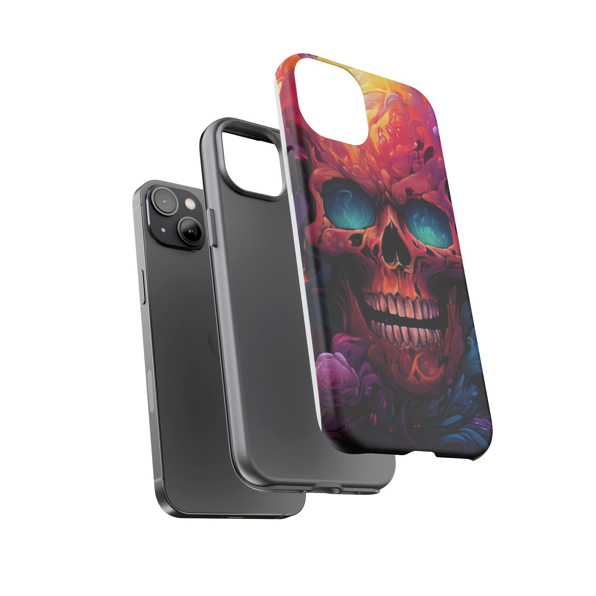 Fiery Skull Hexagon iPhone Case - Rugged Texture