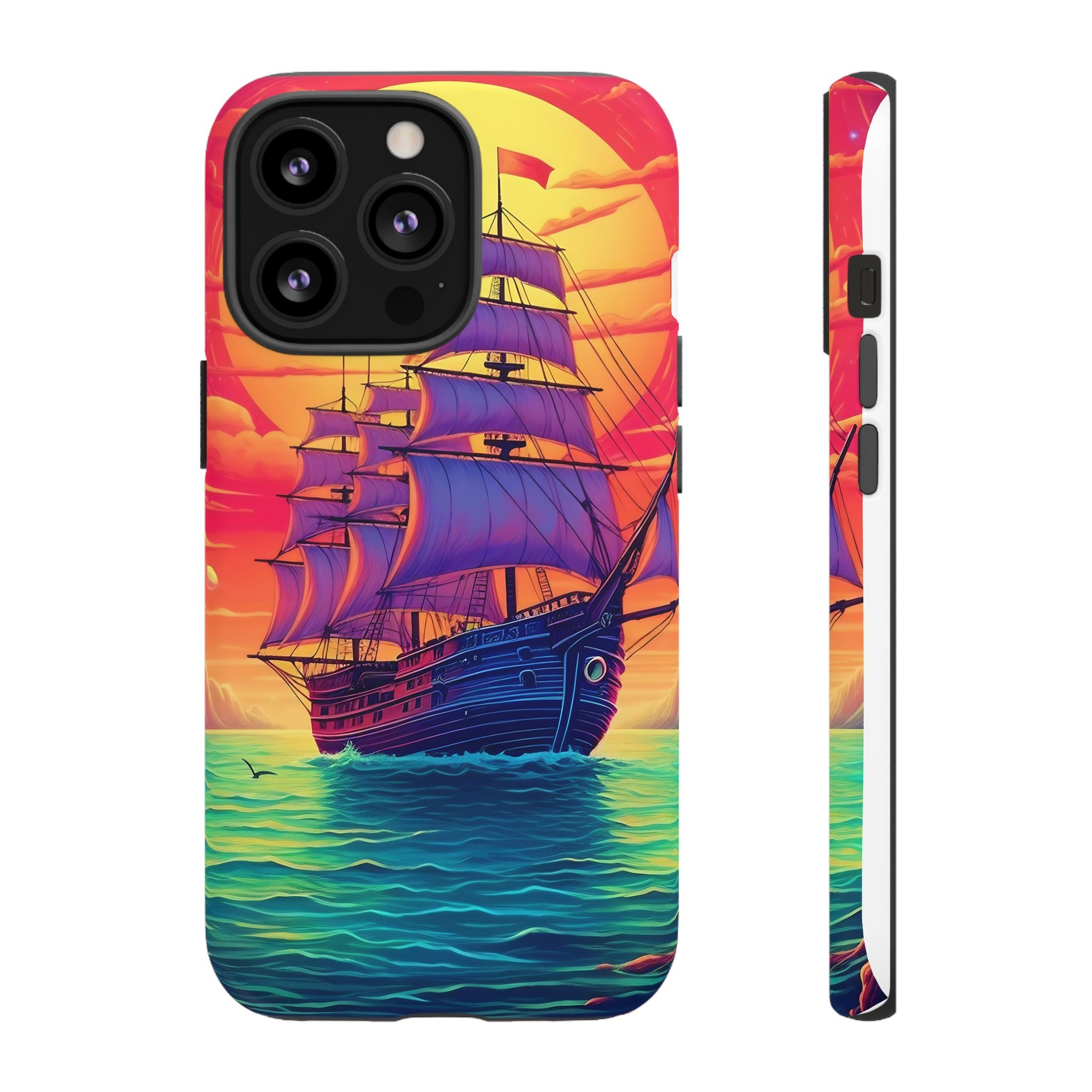 Sunset Galleon Hexagon Stone iPhone Case