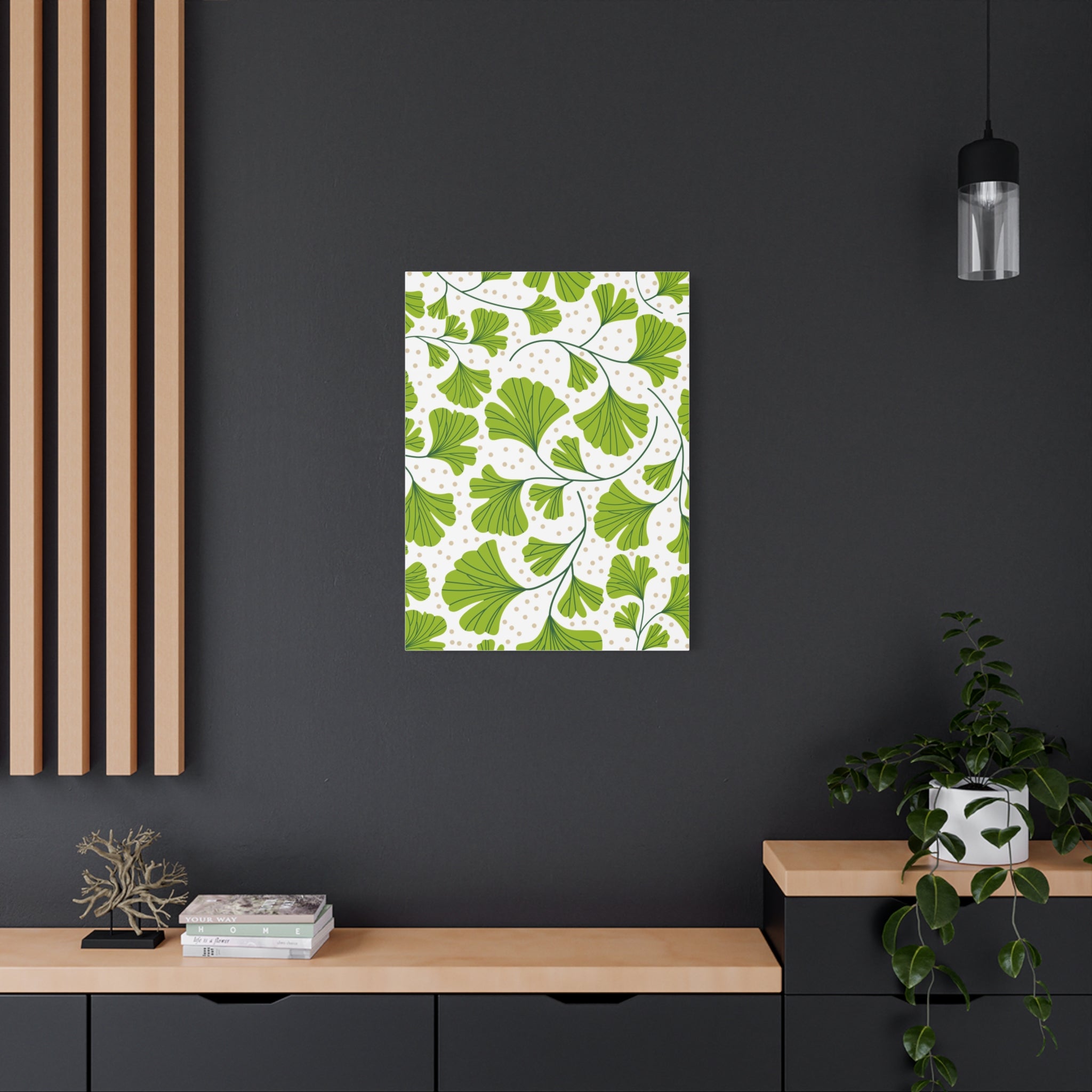 Ginkgo Biloba Leaves Art Deco Canvas