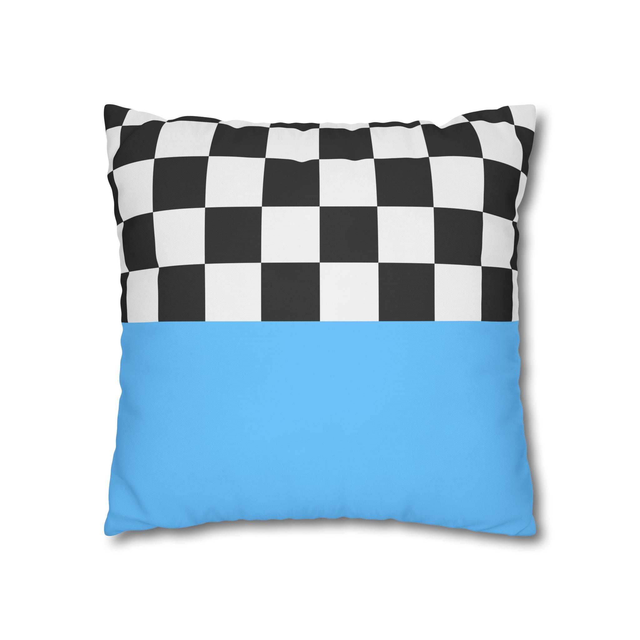 Checkered & Blue Pillowcase - Modern Design