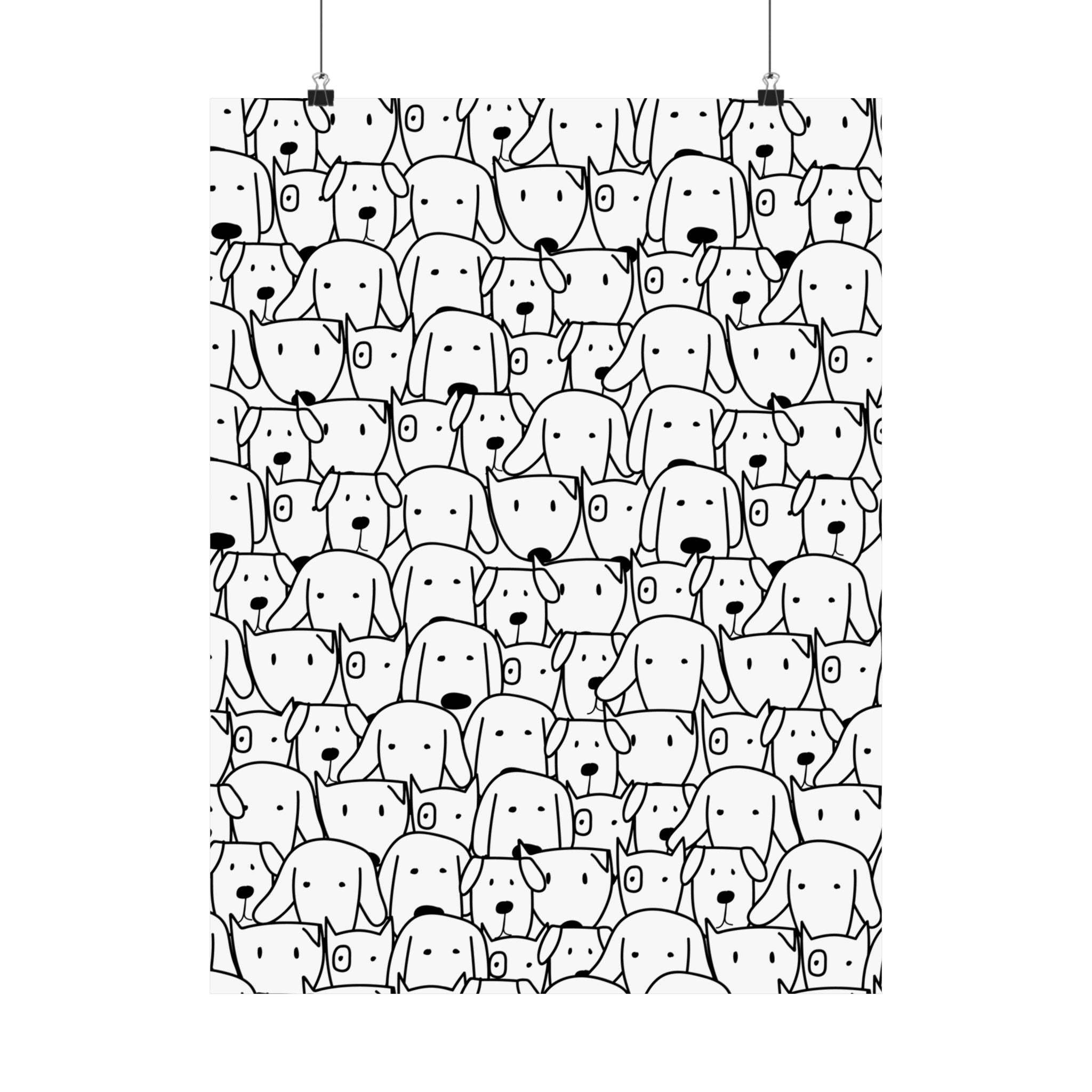 Cute Dog Faces Pattern Poster