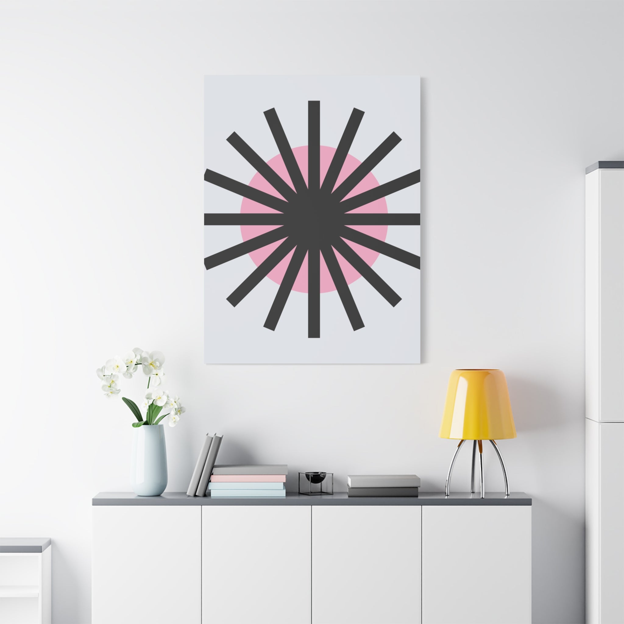 Mid-Century Sunburst Abstract Canvas Art