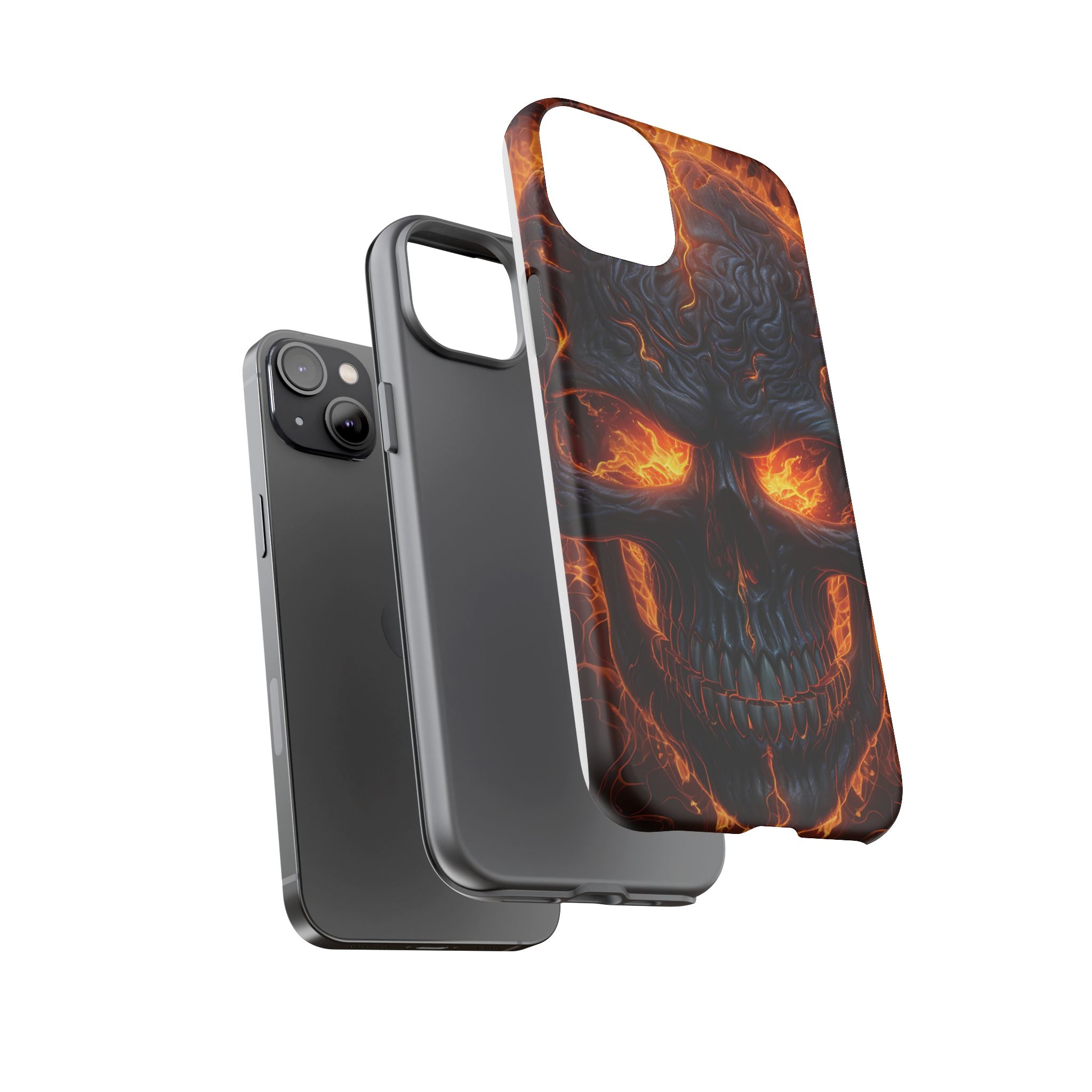 Fiery Skull Hexagon iPhone Case - Rugged Texture