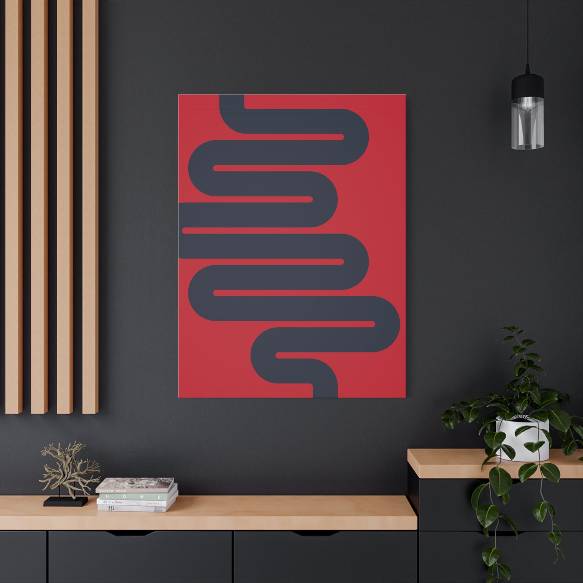 Abstract Intestines Art - Red & Blue Canvas