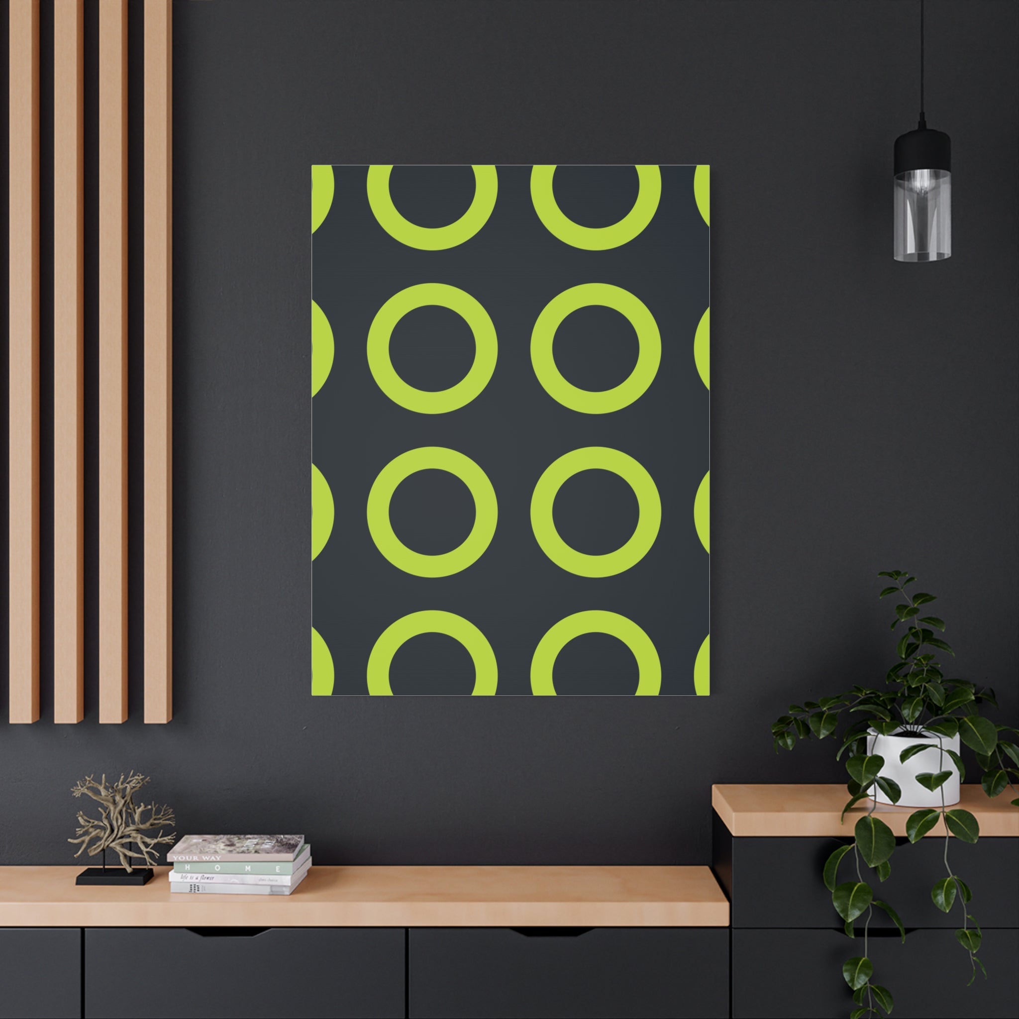 Lime Green Circle Canvas Art - Teal