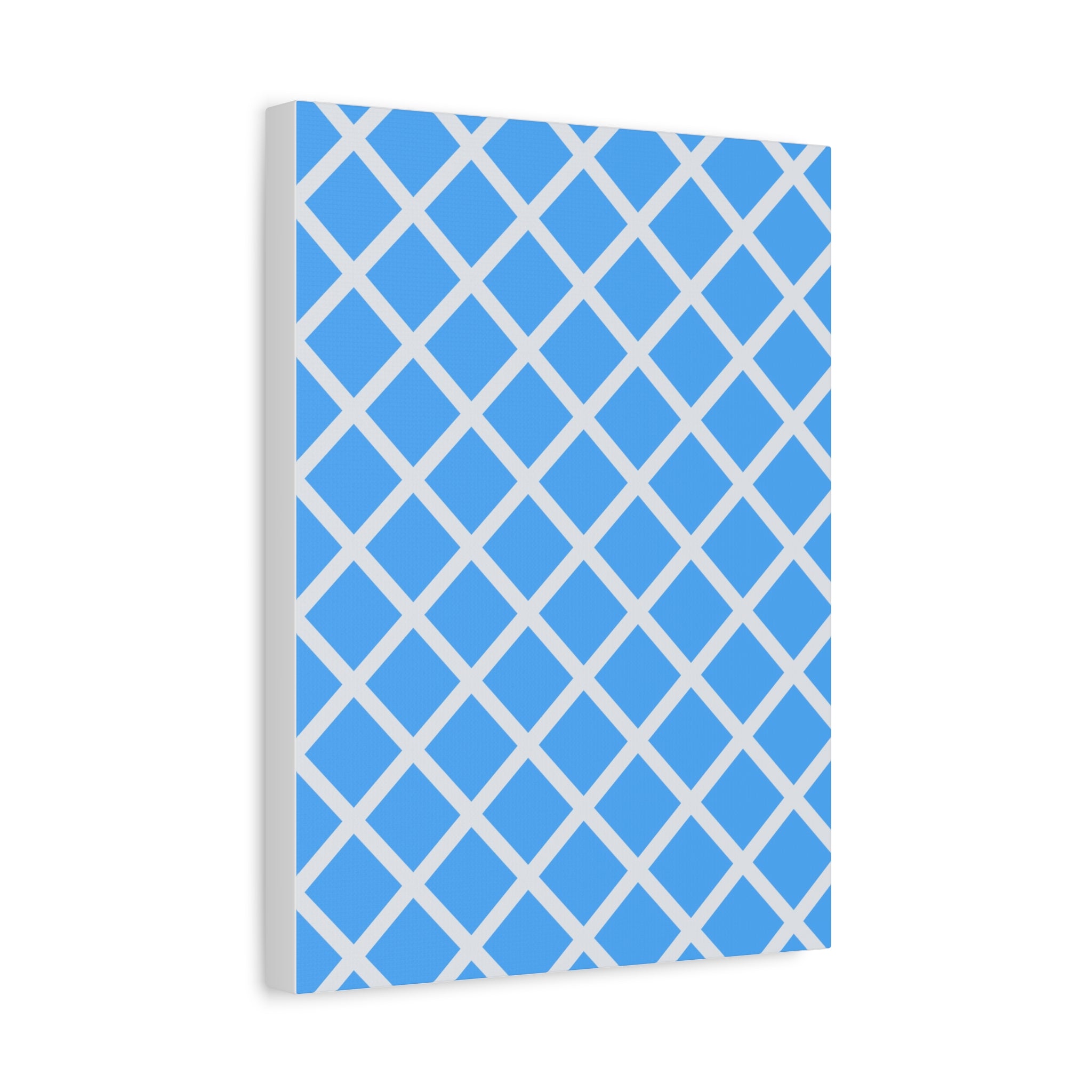 Sky Blue Diamond Grid Matte Canvas Art