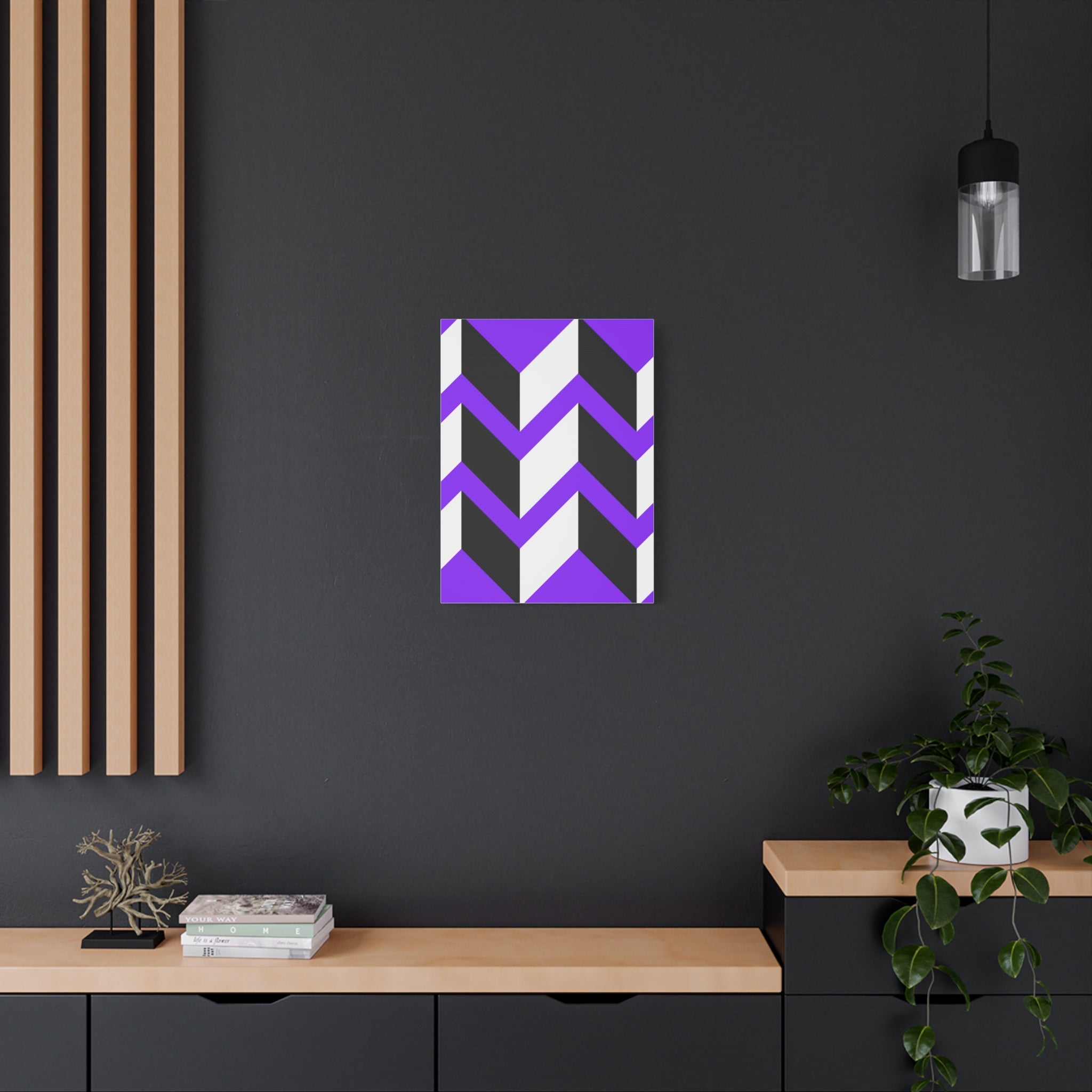 Purple Geometric Wave Canvas Art