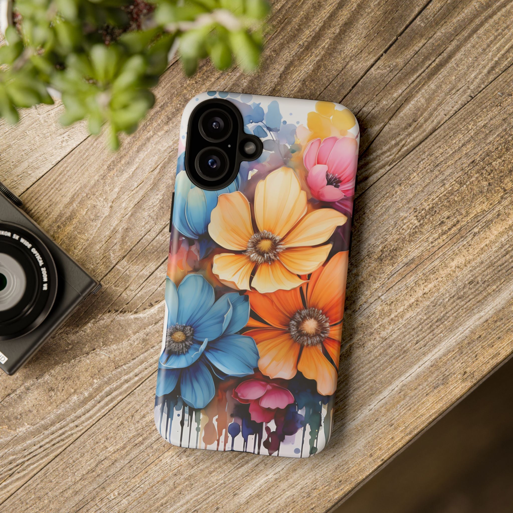 Vibrant Floral Watercolor iPhone Case - Hexagon Stone