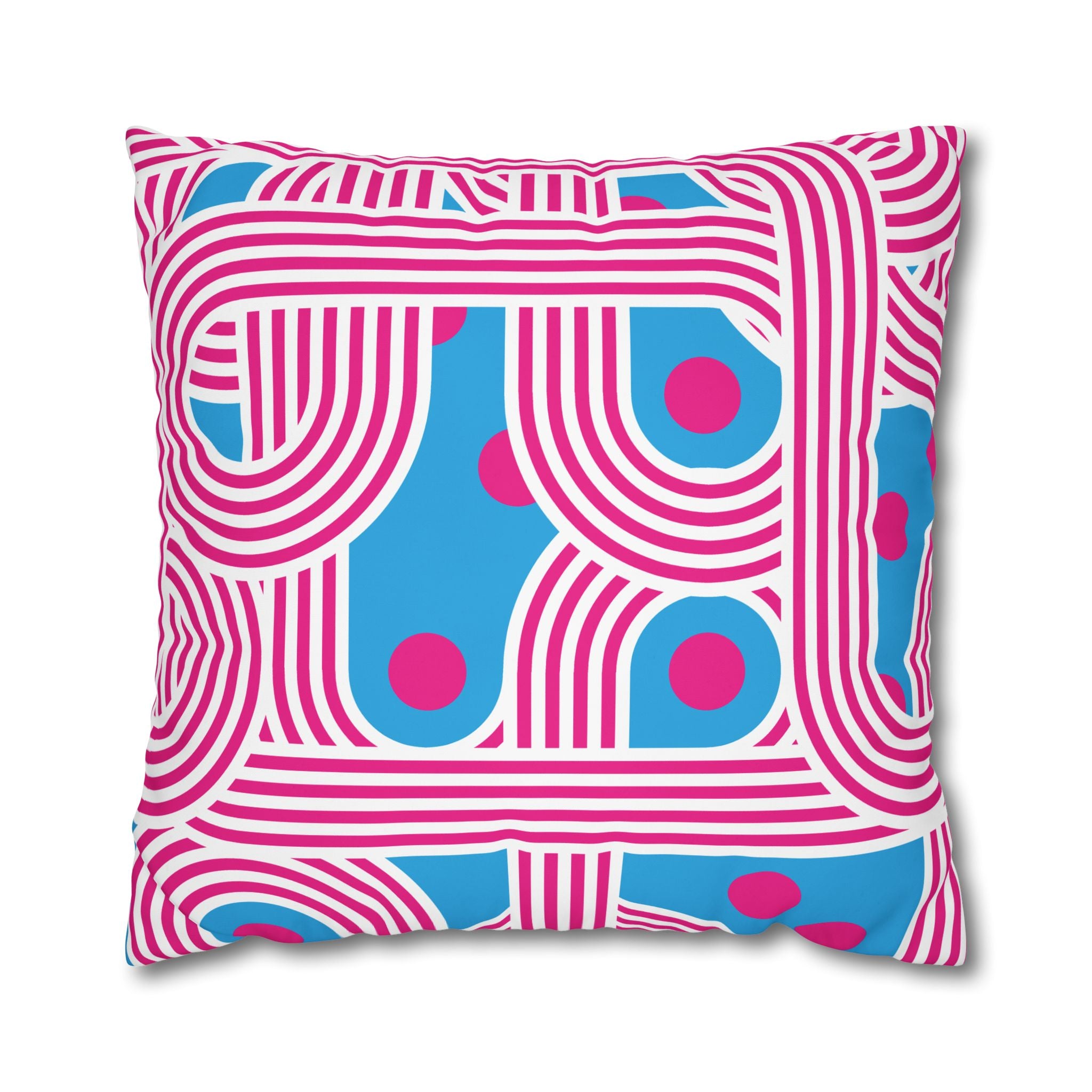 Retro Pink & Teal Geometric Pillowcase