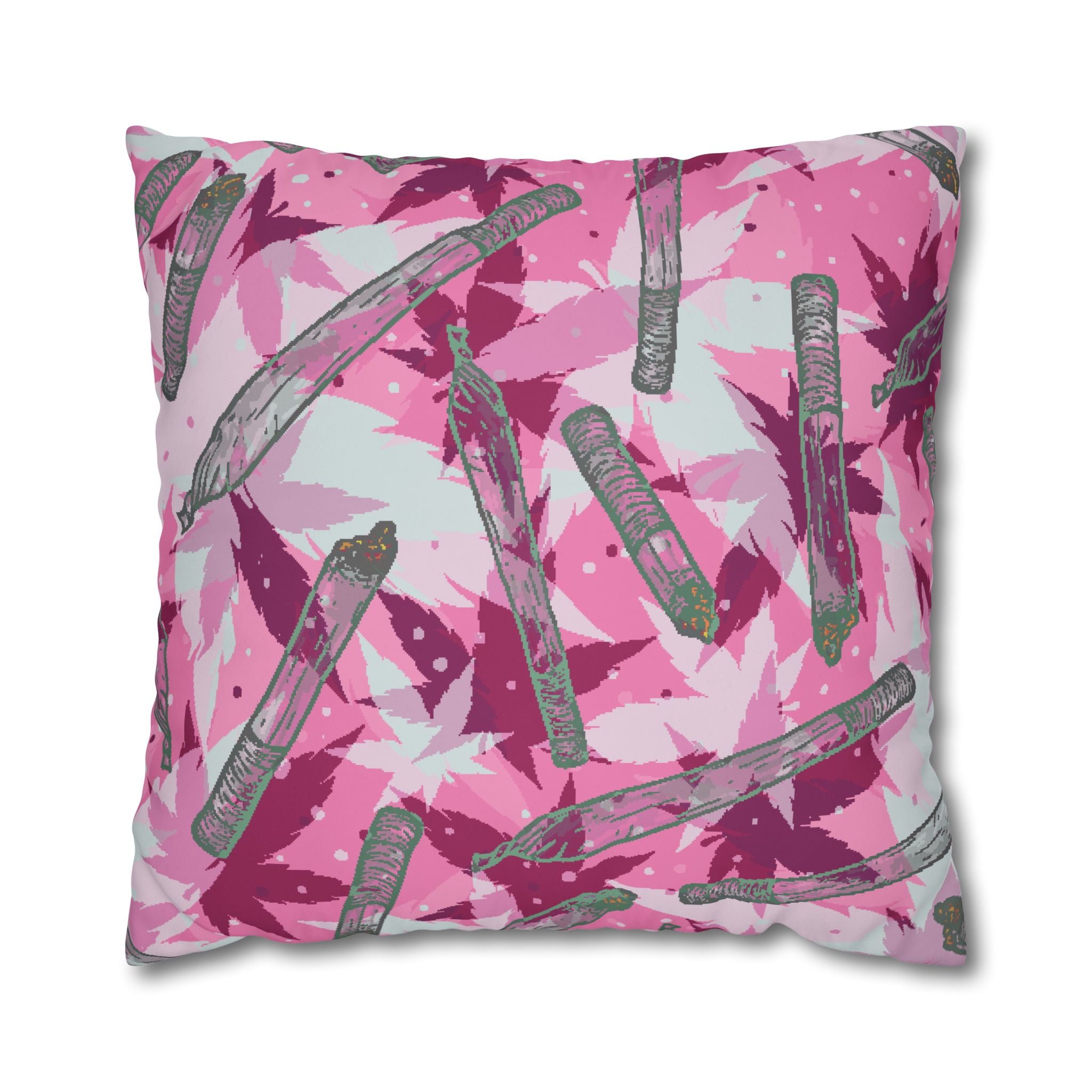 Pink Cannabis Leaf & Joint Pillowcase