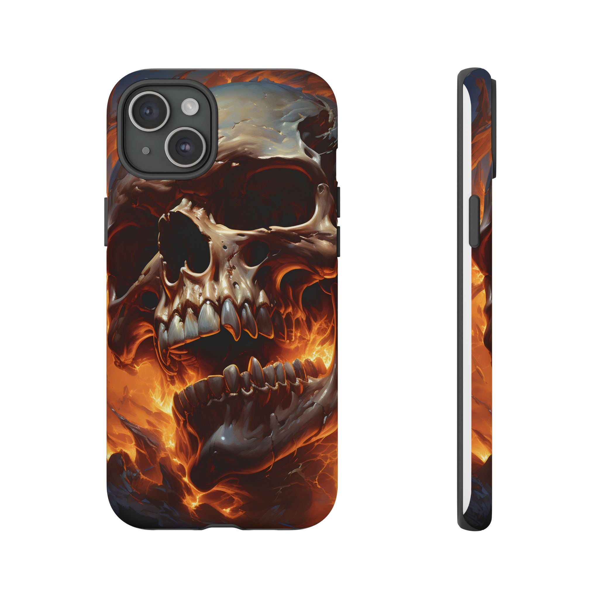 Fiery Skull Hexagon iPhone Case - Rugged