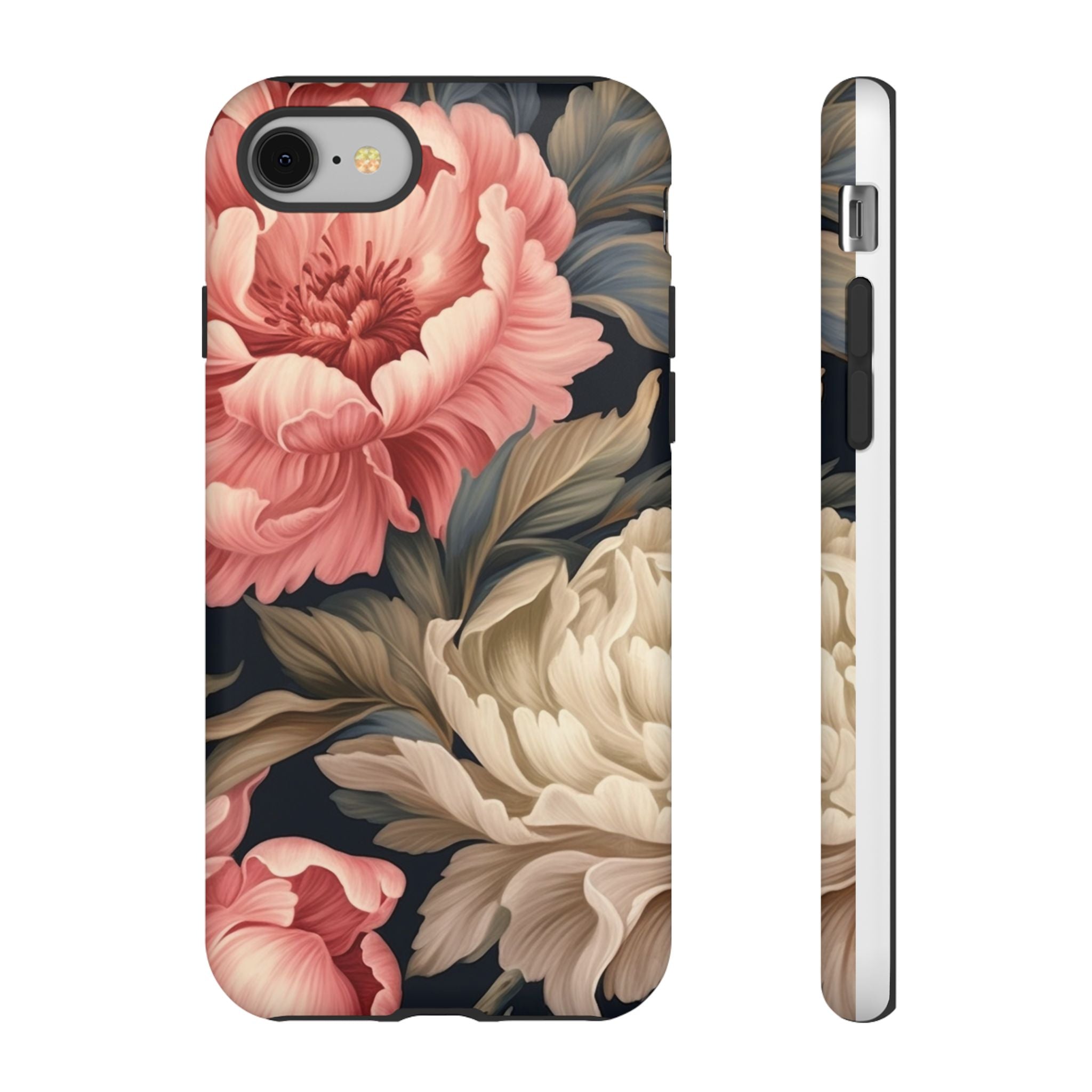 Blush Peony Floral iPhone Case - Hexagon Stone