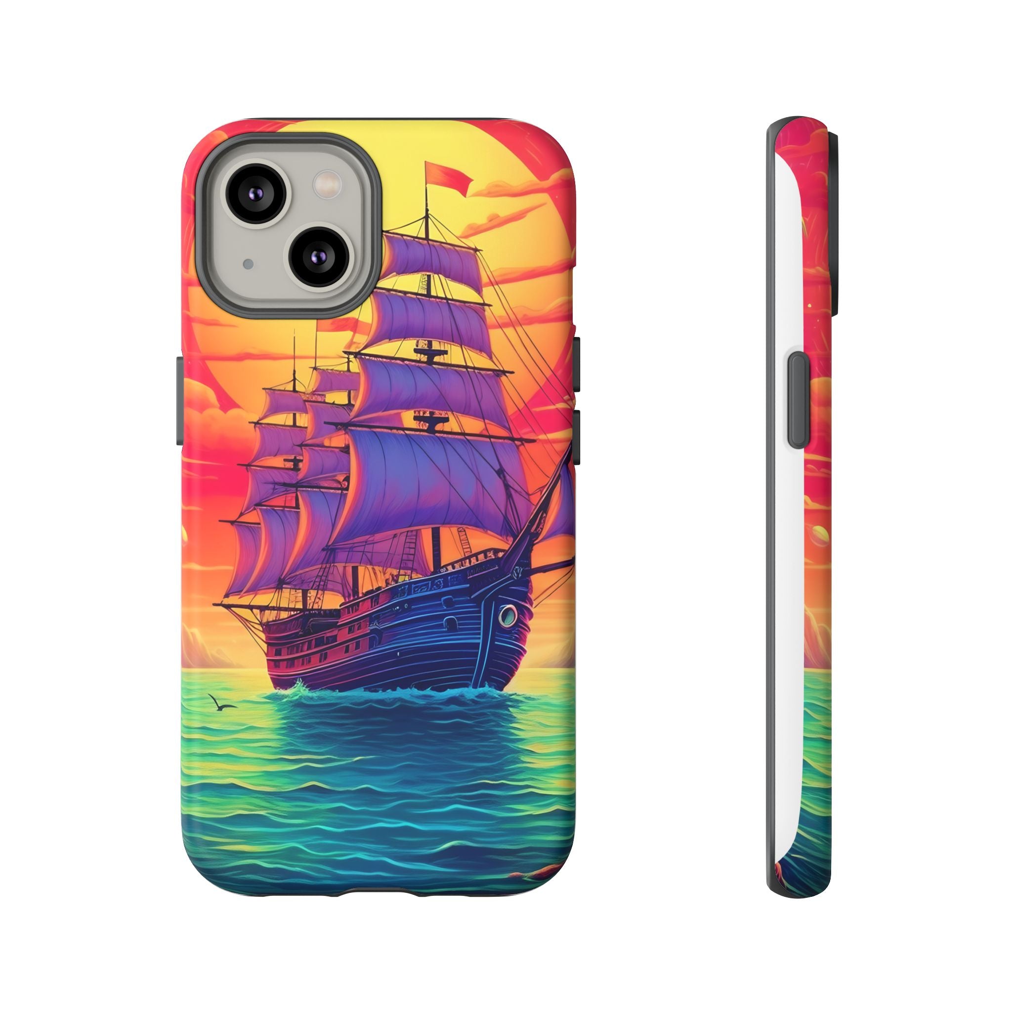 Sunset Galleon Hexagon Stone iPhone Case