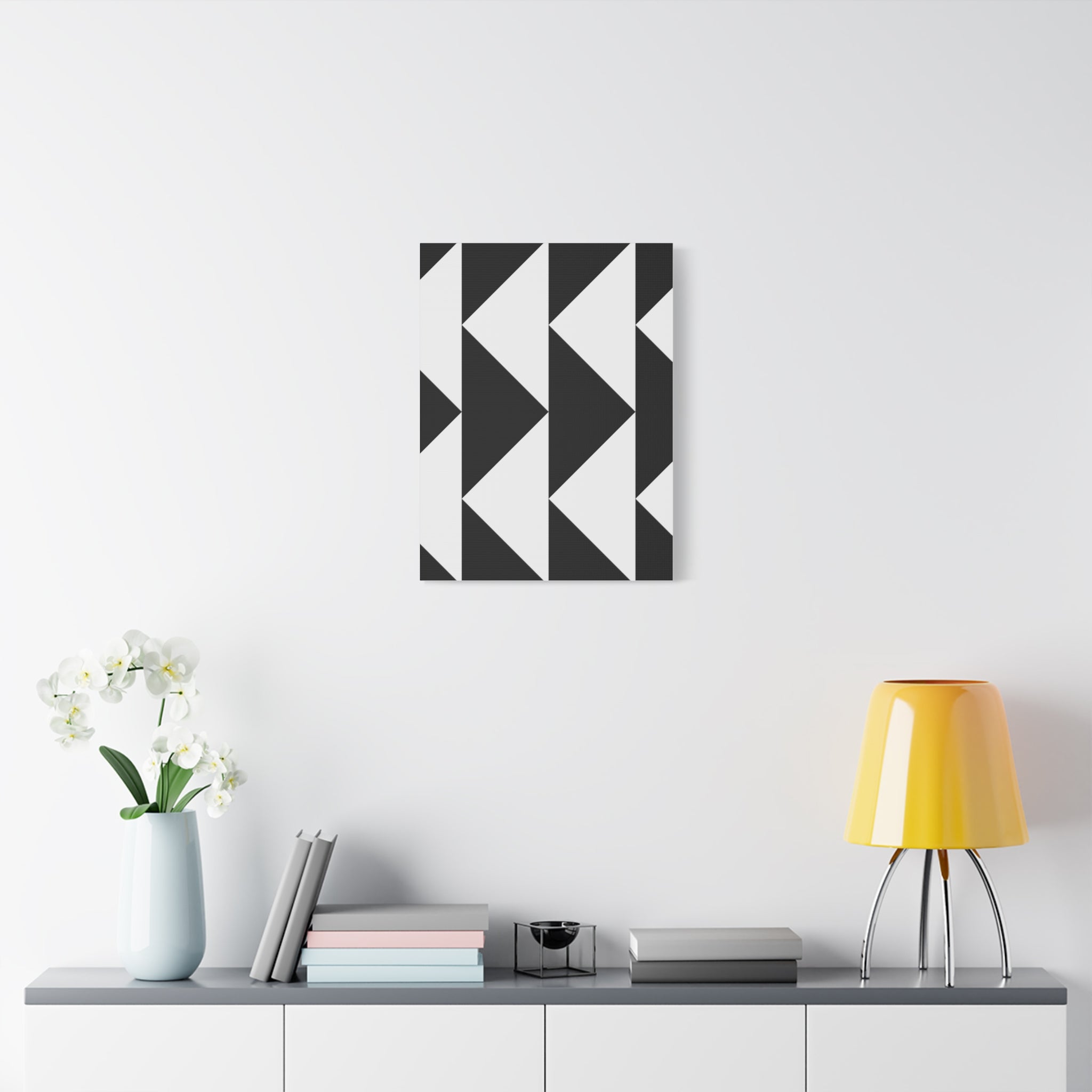 Black & White Triangle Geometric Canvas Art