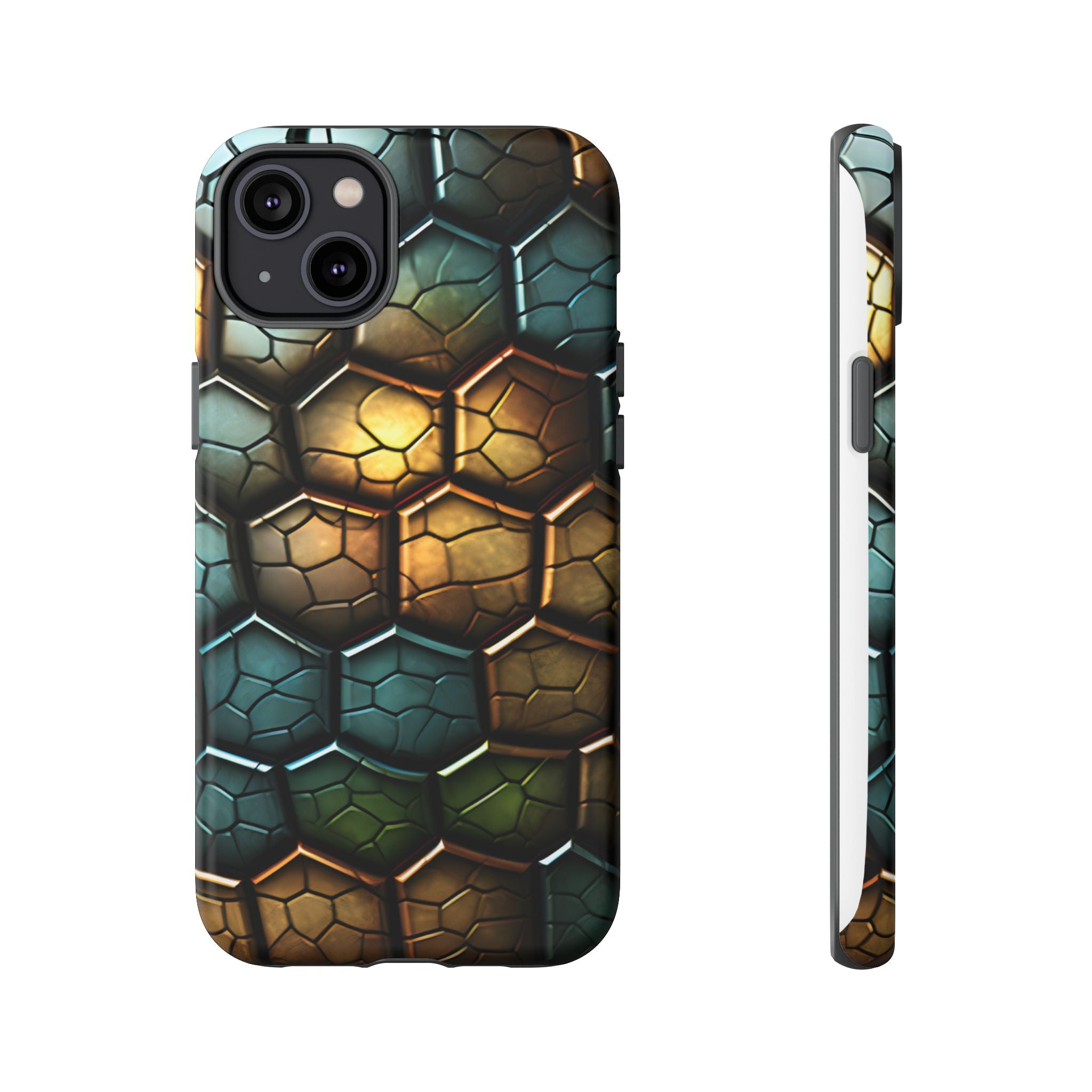 HexaScale iPhone Case: Teal & Bronze