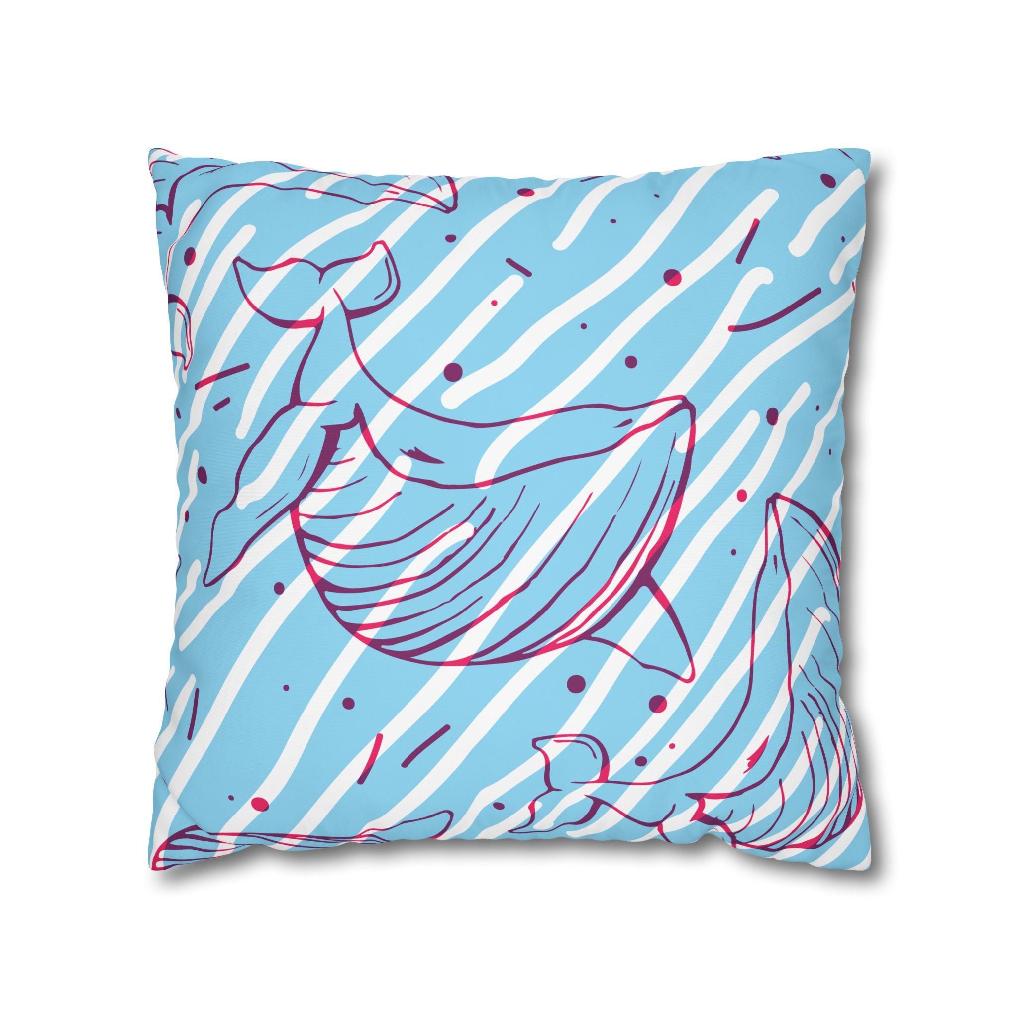 90s Whale Pillowcase - Pastel Blue