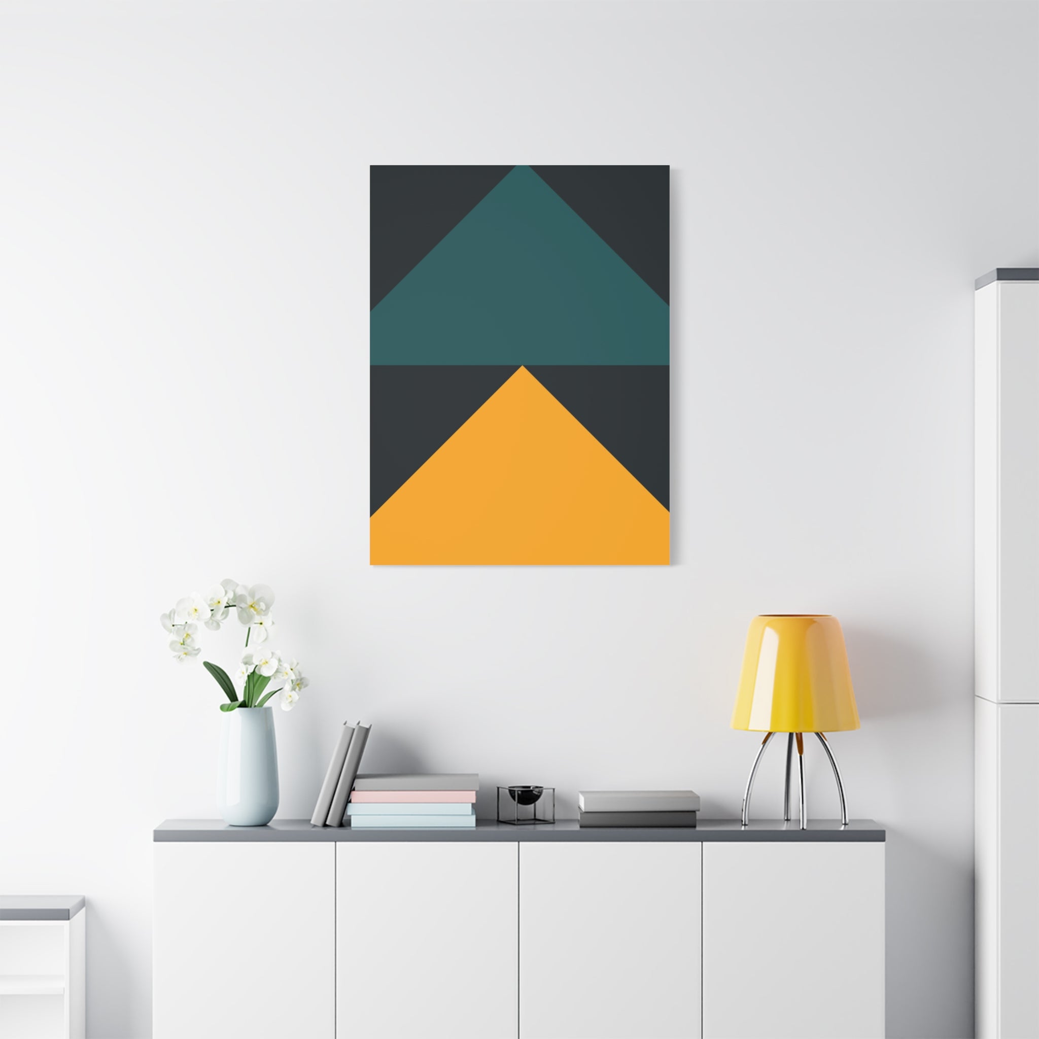 Teal & Gold Geometric Canvas Art