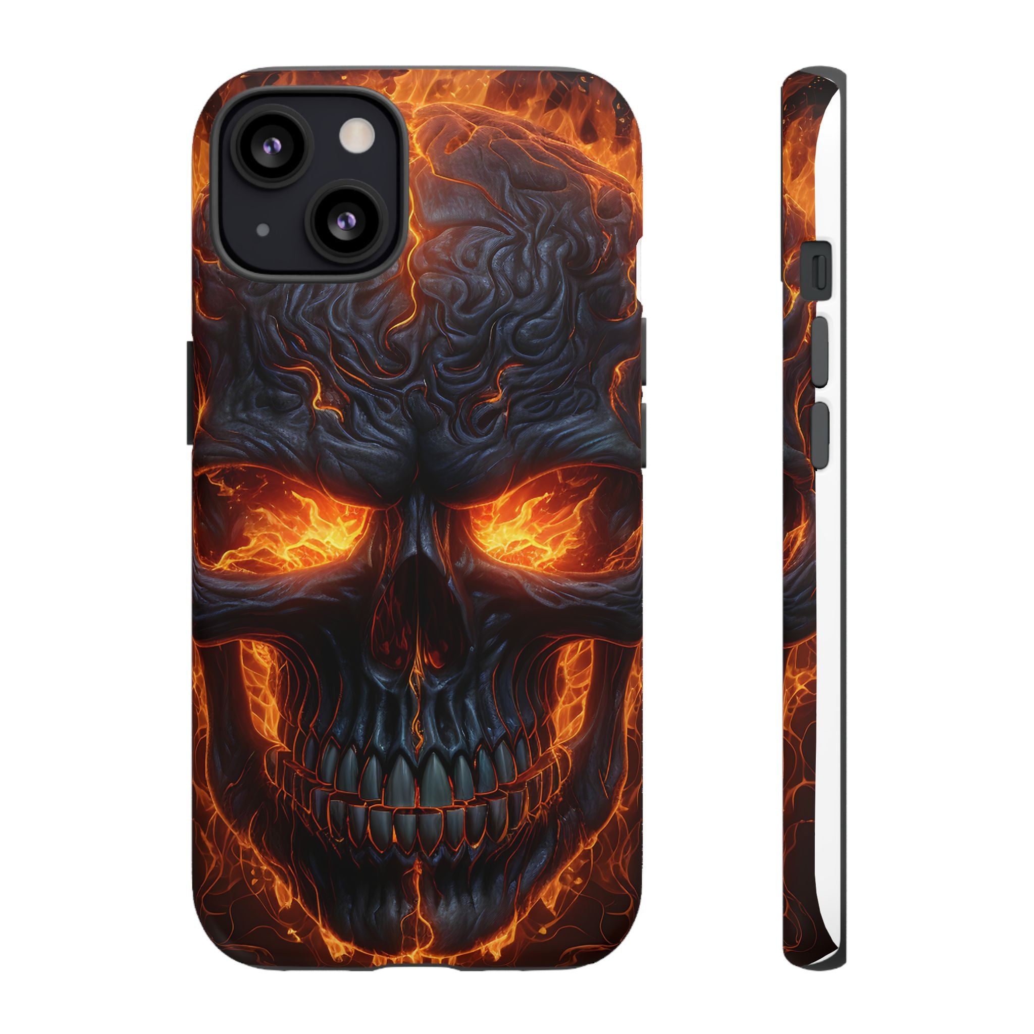 Fiery Skull Hexagon iPhone Case - Rugged Texture