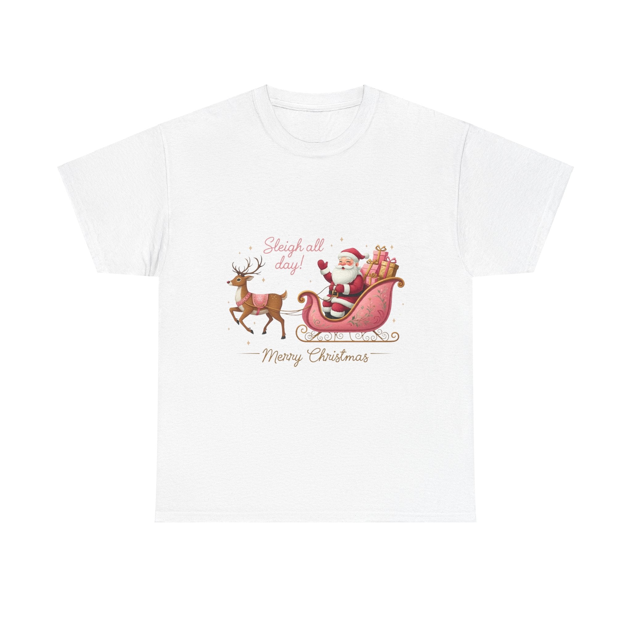 Pink Sleigh Santa Christmas T-Shirt