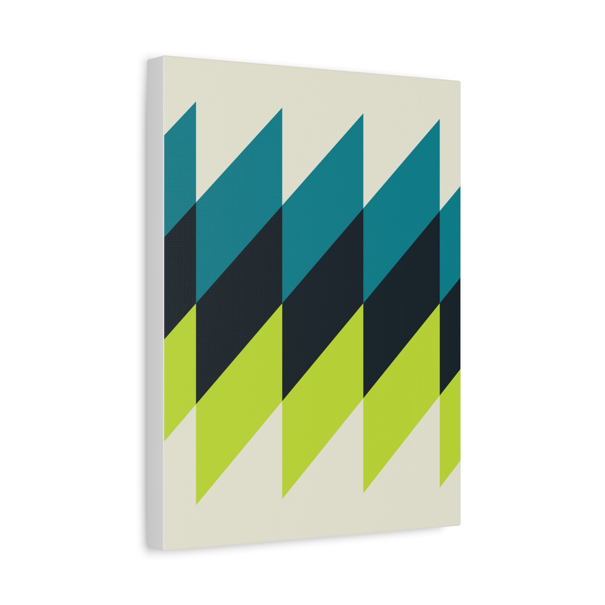 Geometric Teal & Lime Green Canvas Art