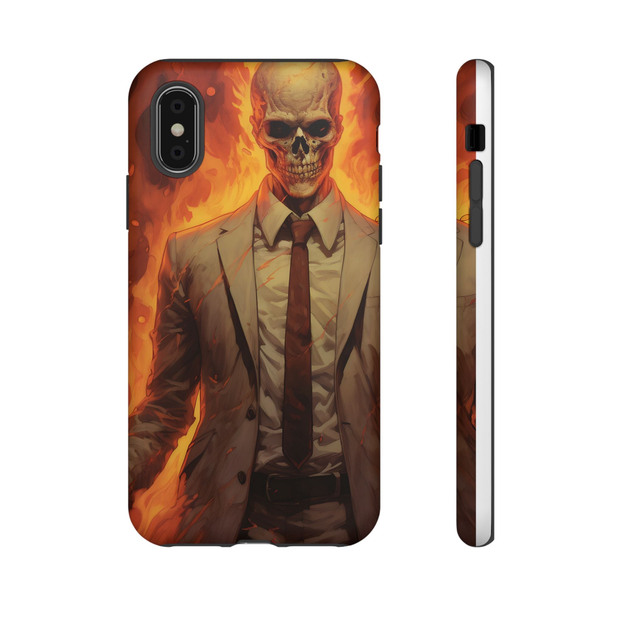 Fiery Skull Man Hexagon Stone iPhone Case