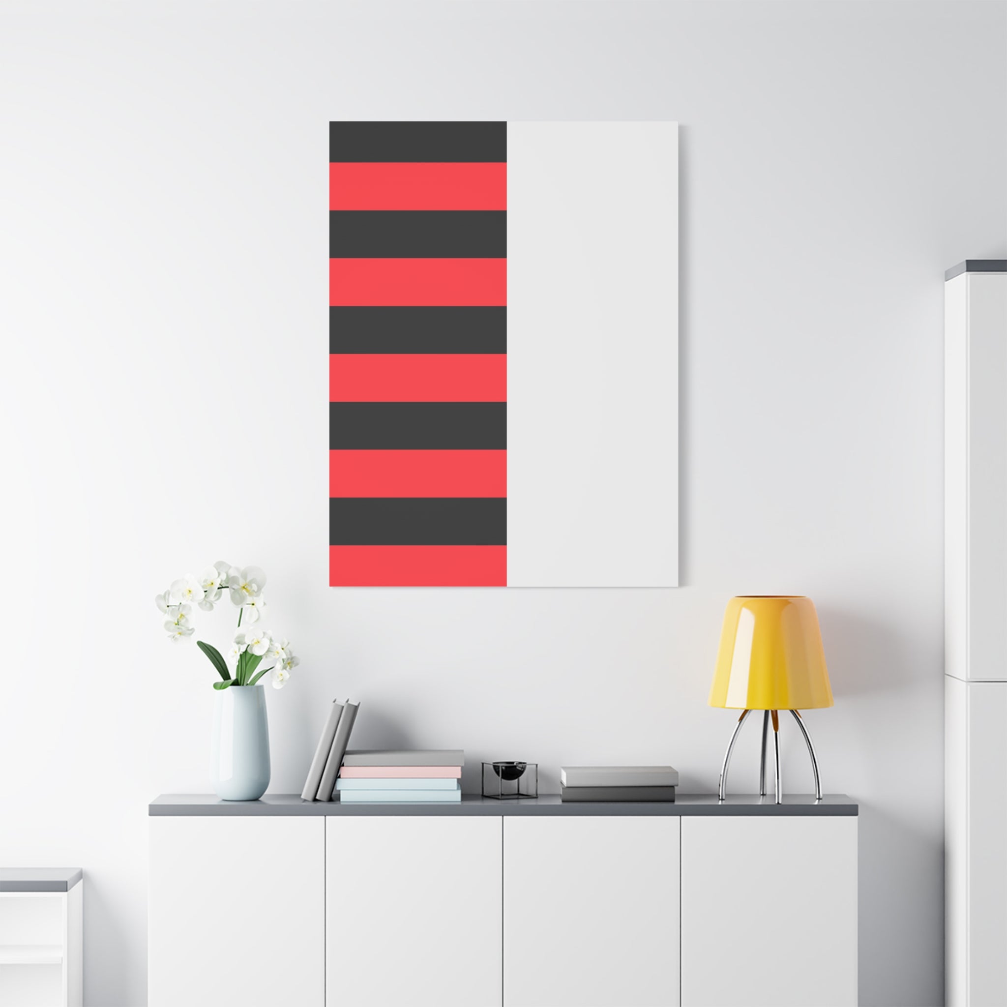 Abstract Coral & Gray Minimalist Canvas Art