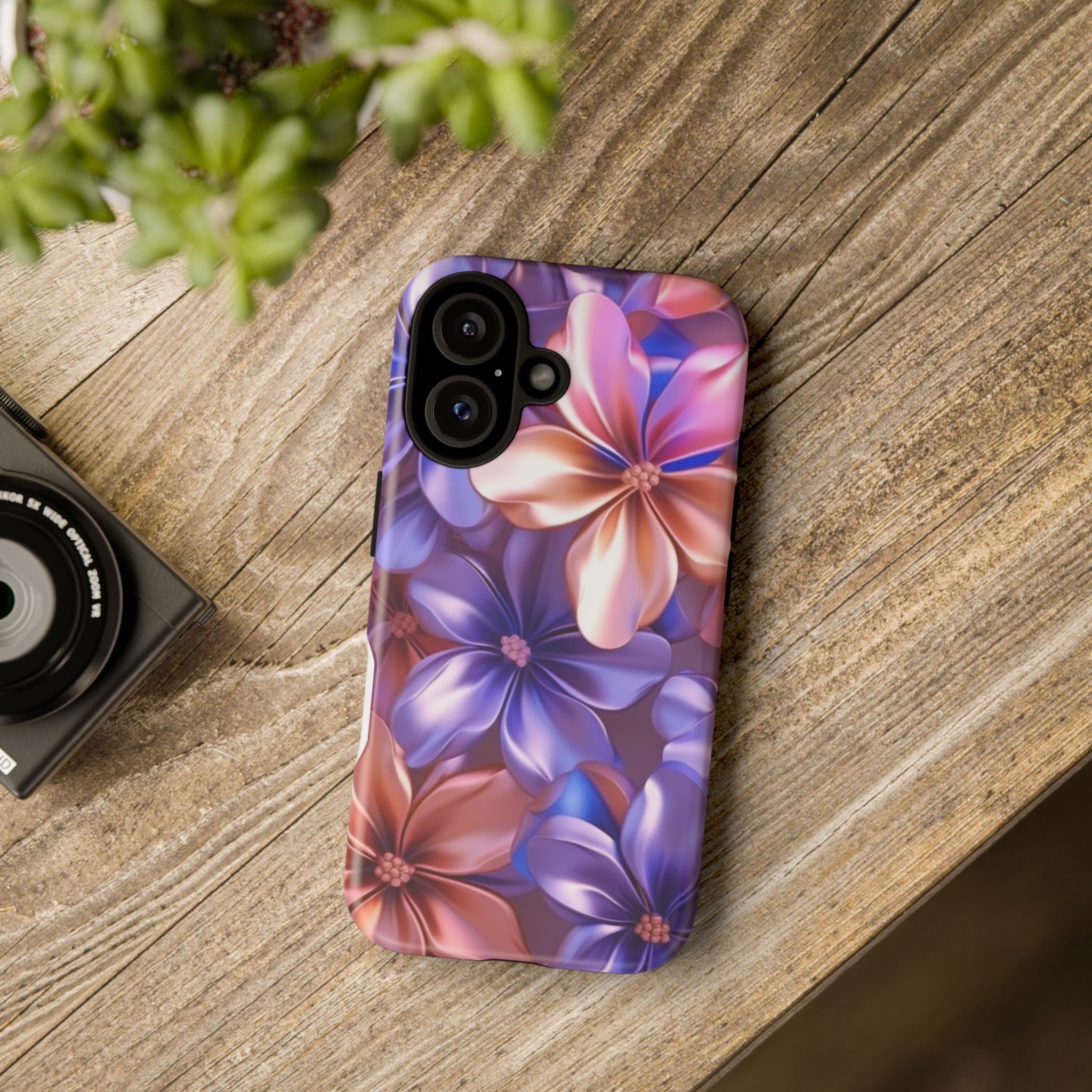 Metallic Flower iPhone Case - Rugged Hexagon Stone