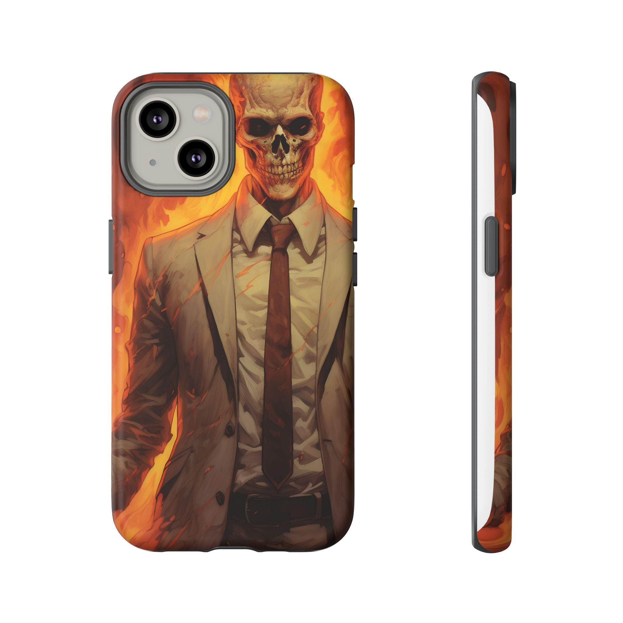 Fiery Skull Man Hexagon Stone iPhone Case