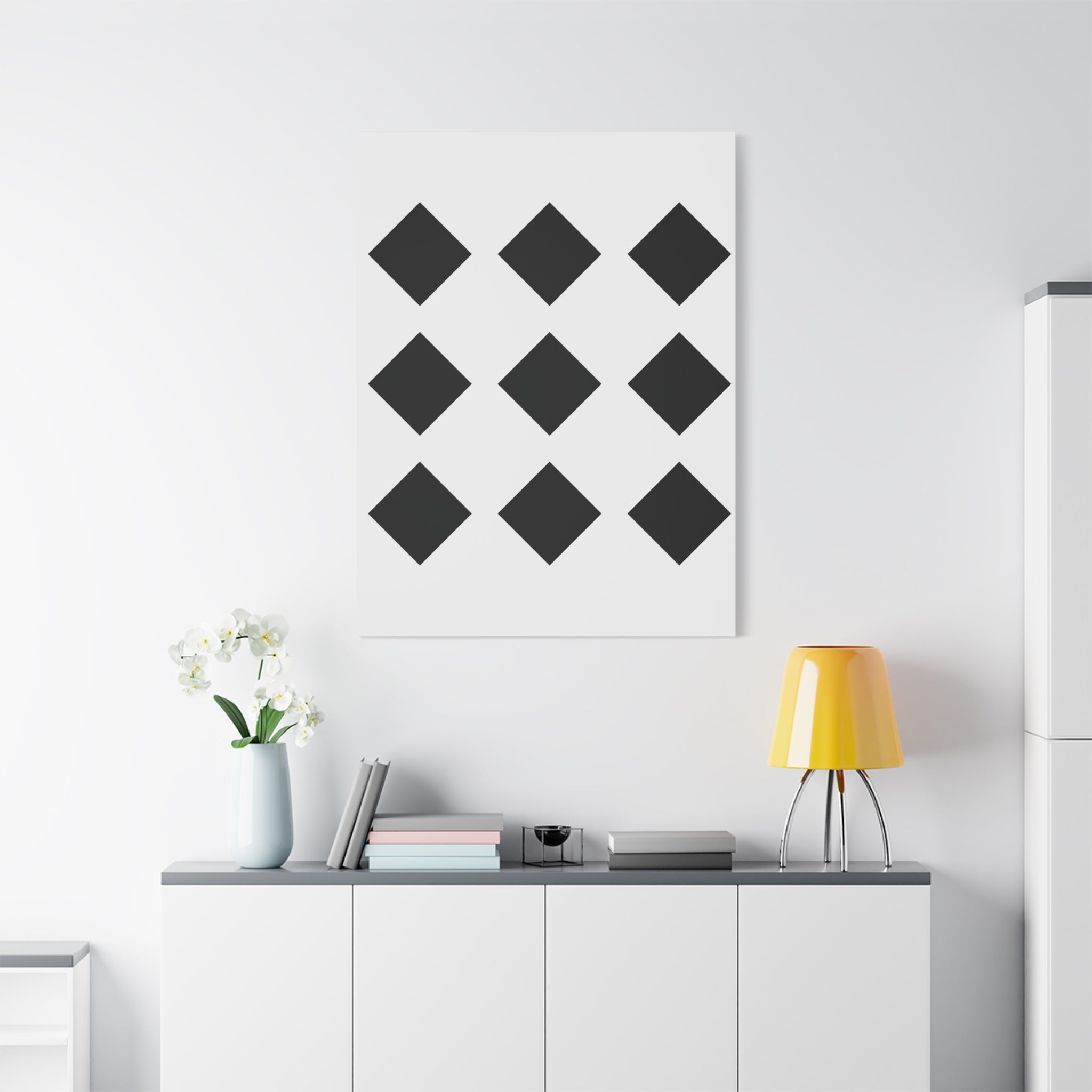 Black Diamond Grid - Matte Canvas Art