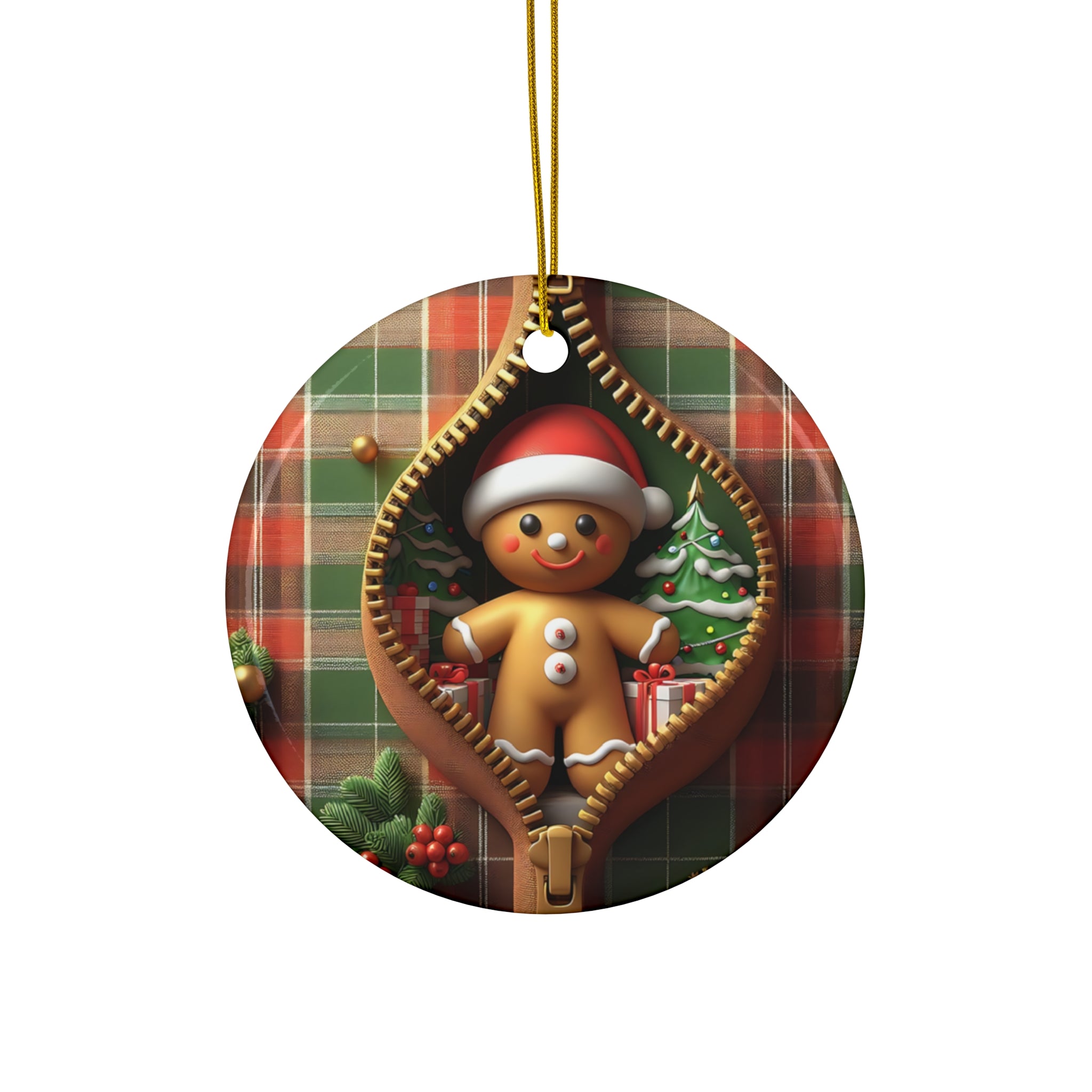 Gingerbread Santa Zipper Ornament