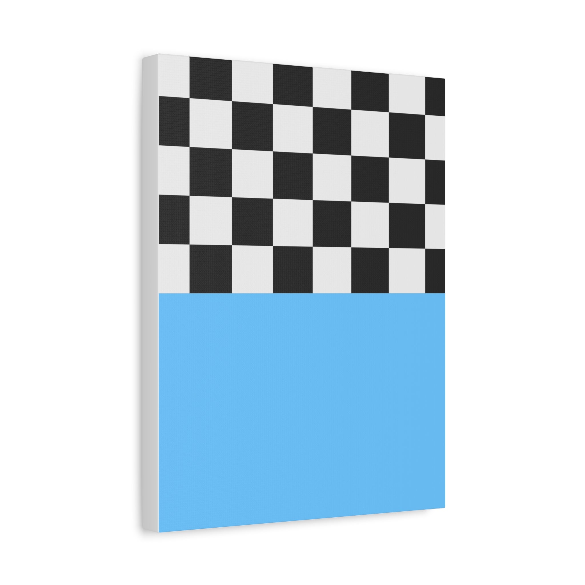 Checkered & Blue Abstract Matte Canvas Art