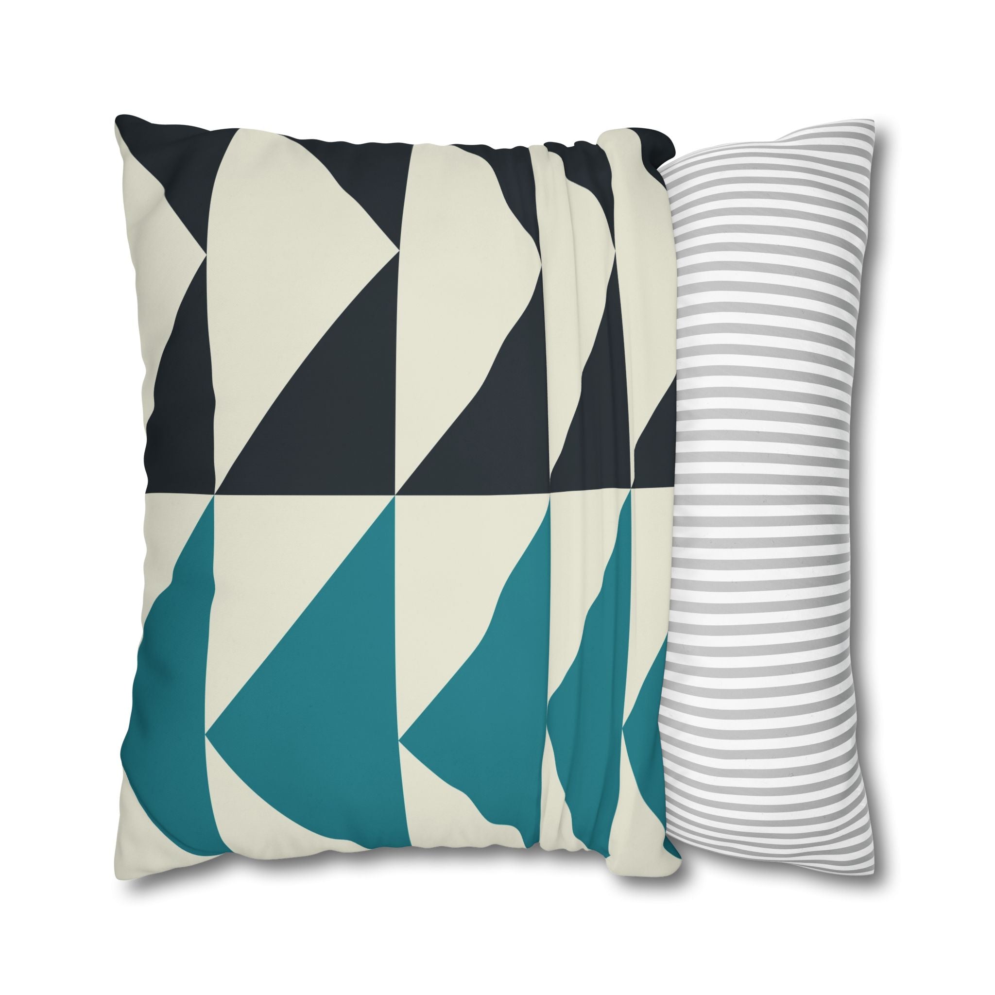 Geometric Teal & Charcoal Triangle Pillowcase