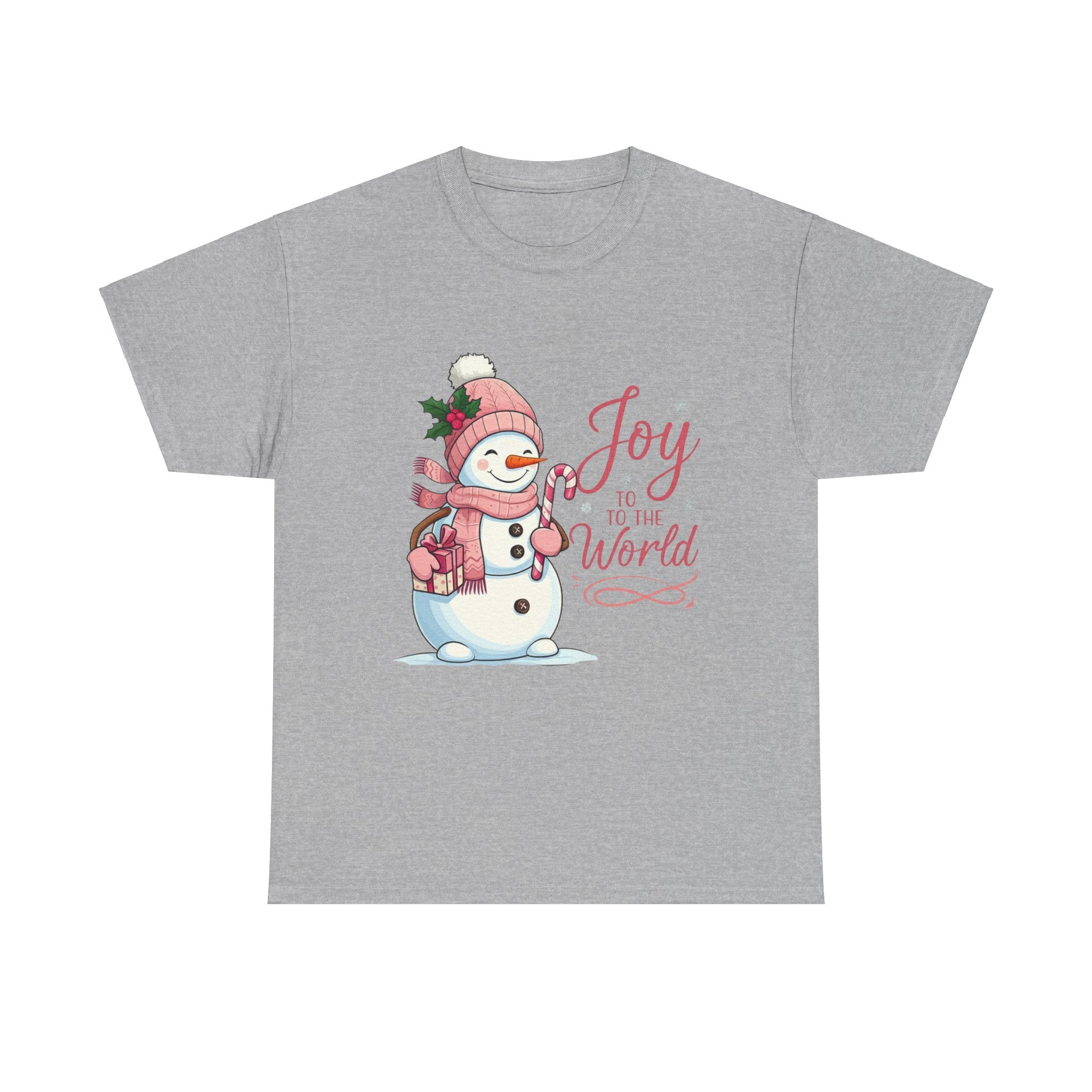 Pink Snowman Joy to the World Xmas Tee