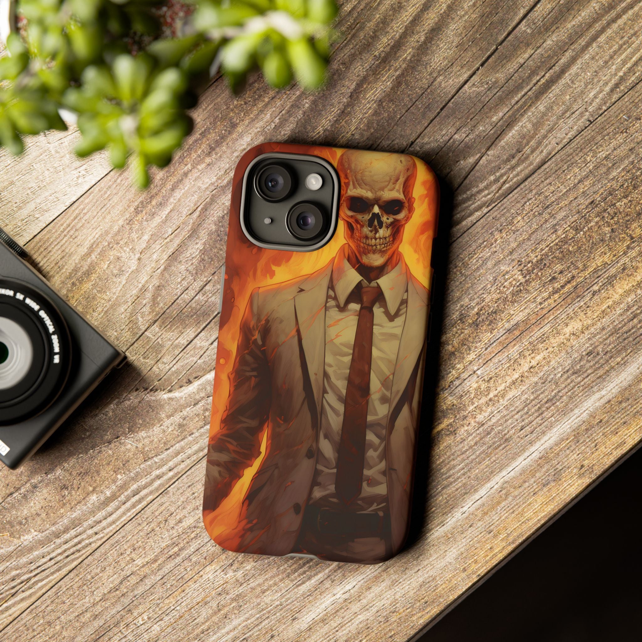 Fiery Skull Man Hexagon Stone iPhone Case