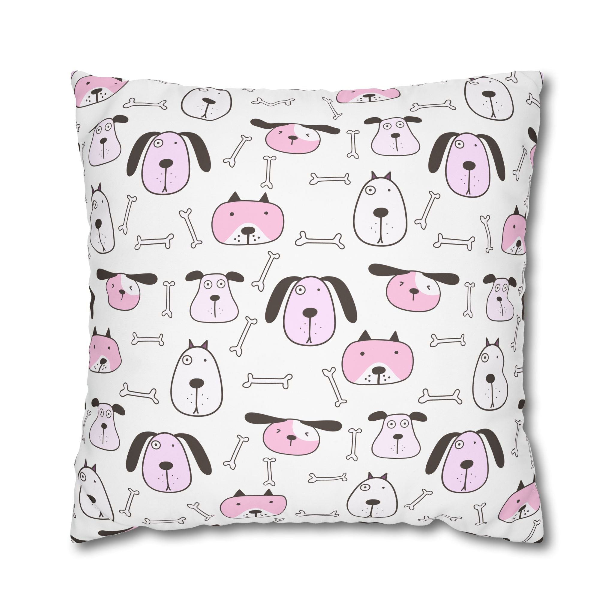 Cute Dog Bone Pillowcase - Pink & White