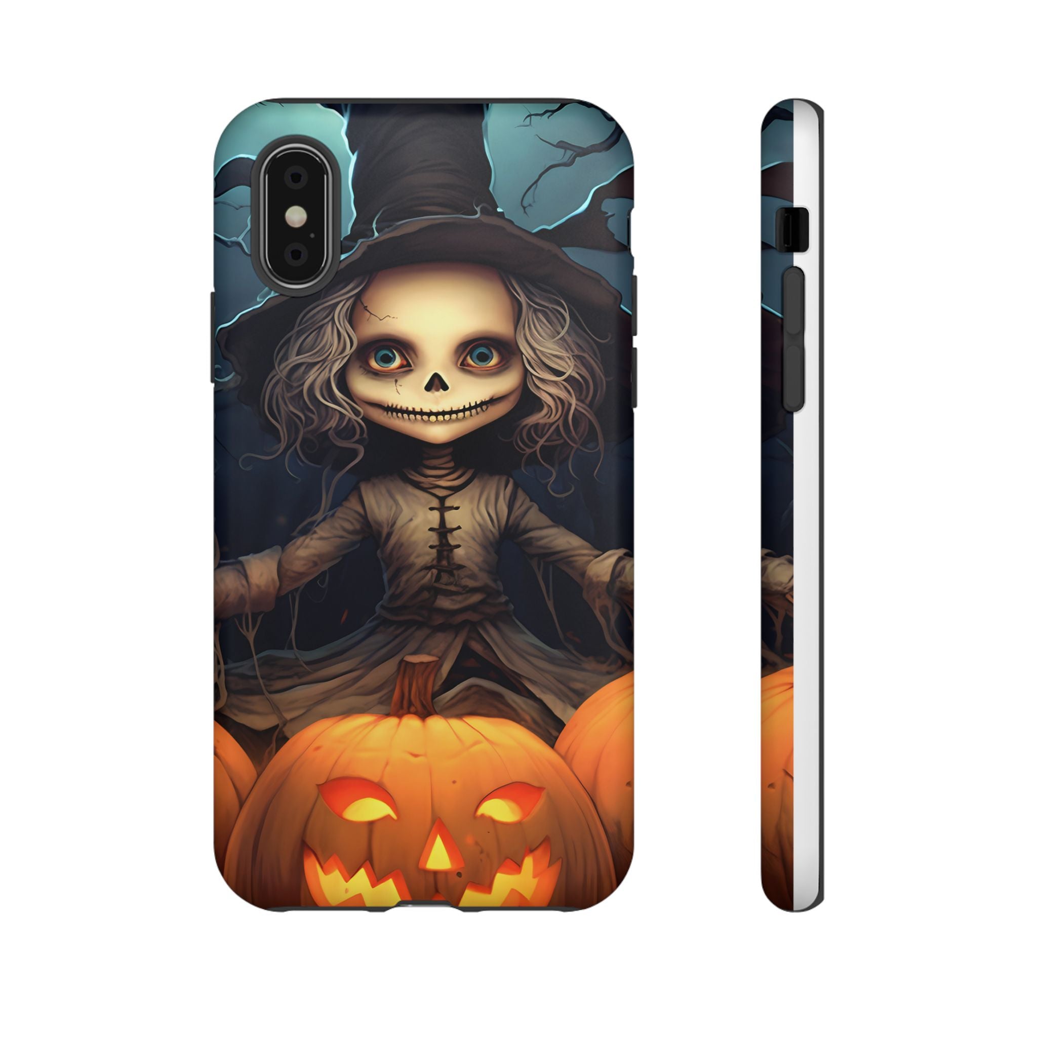 Spooky Skull Girl Halloween iPhone Case - Hexagon Stone