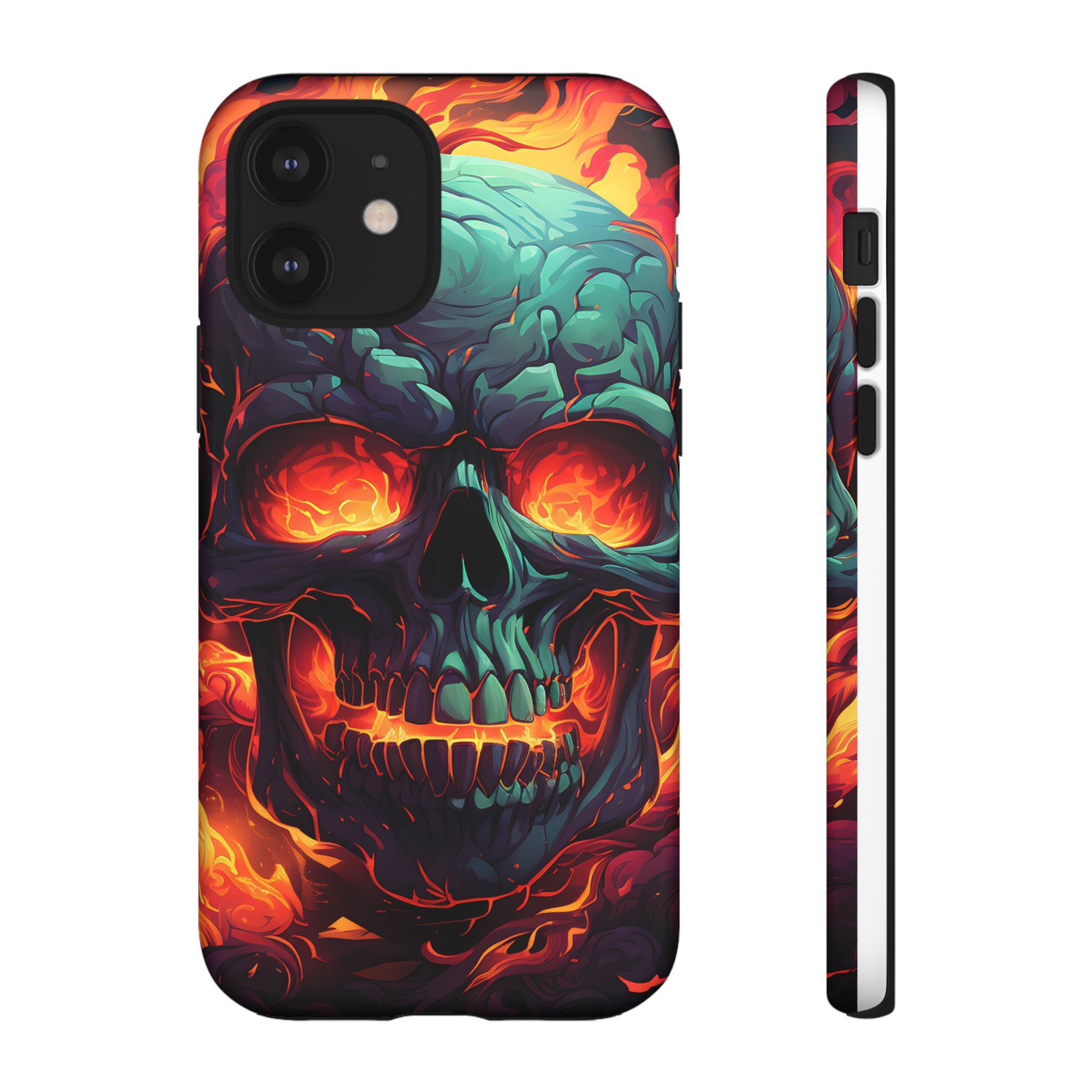 Fiery Skull Hexagon iPhone Case - Rugged