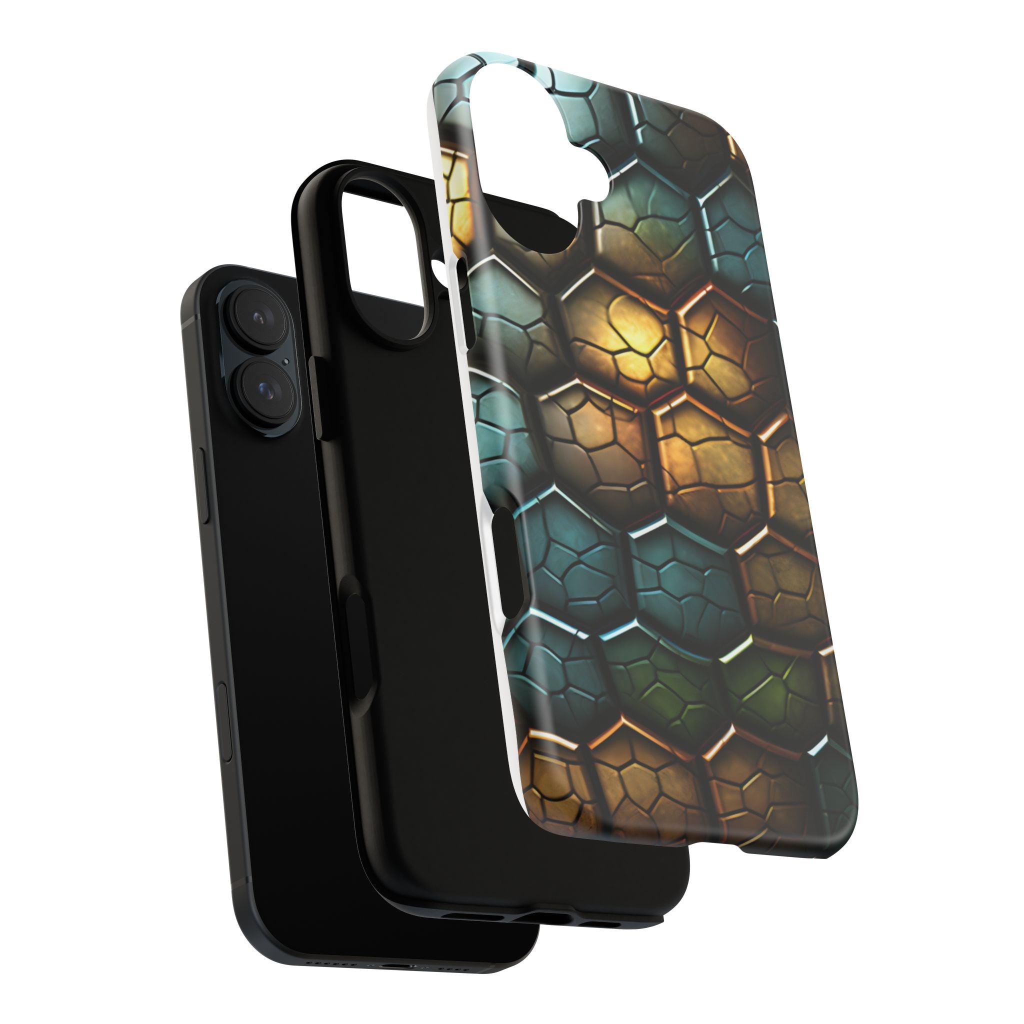 HexaScale iPhone Case: Teal & Bronze