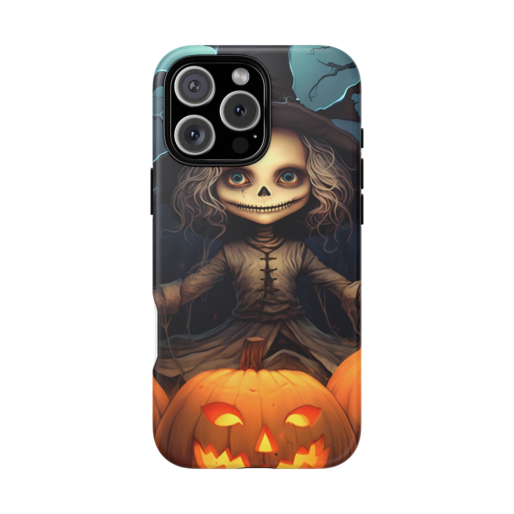 Spooky Skull Girl Halloween iPhone Case - Hexagon Stone