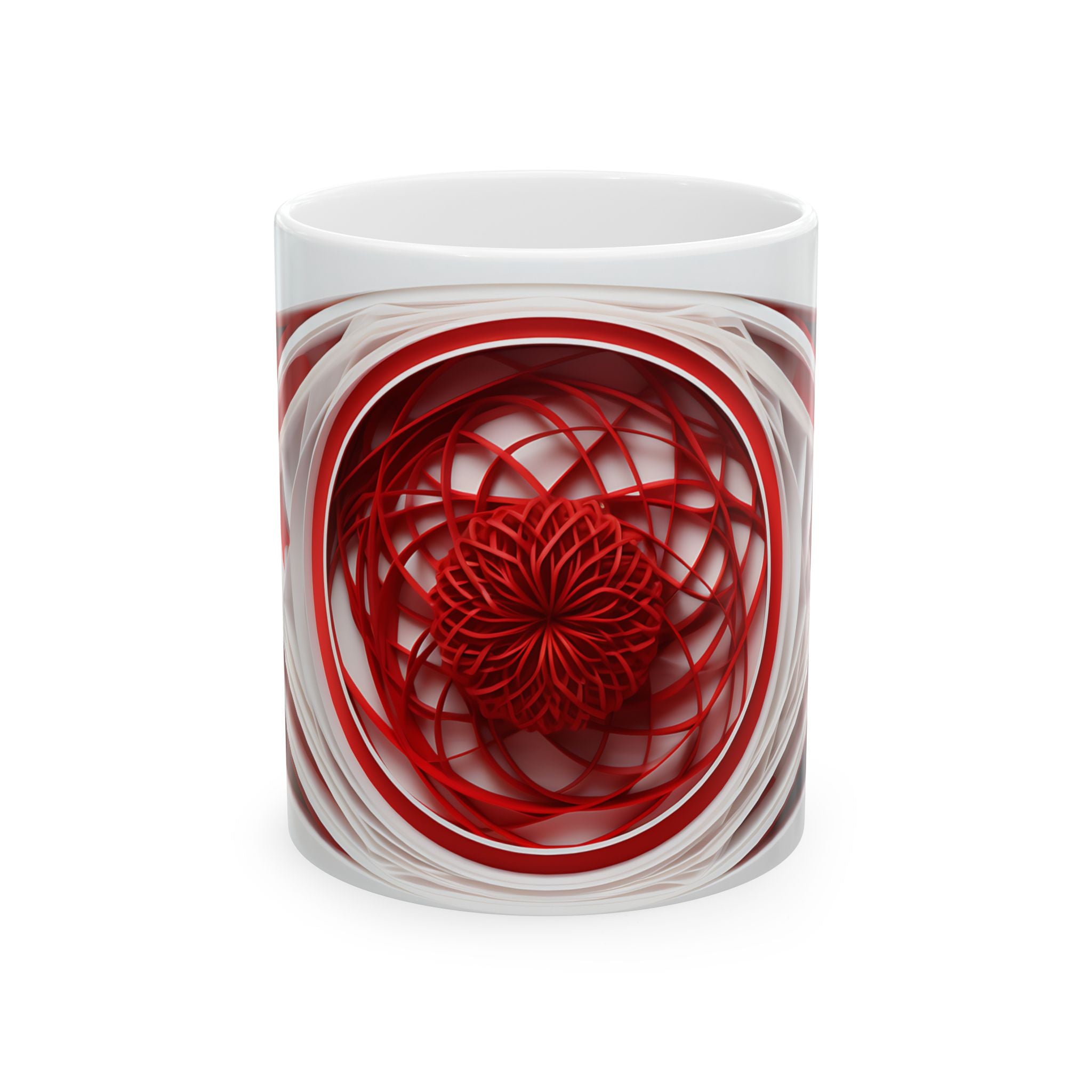 Red & White Paper Art Flower Mug